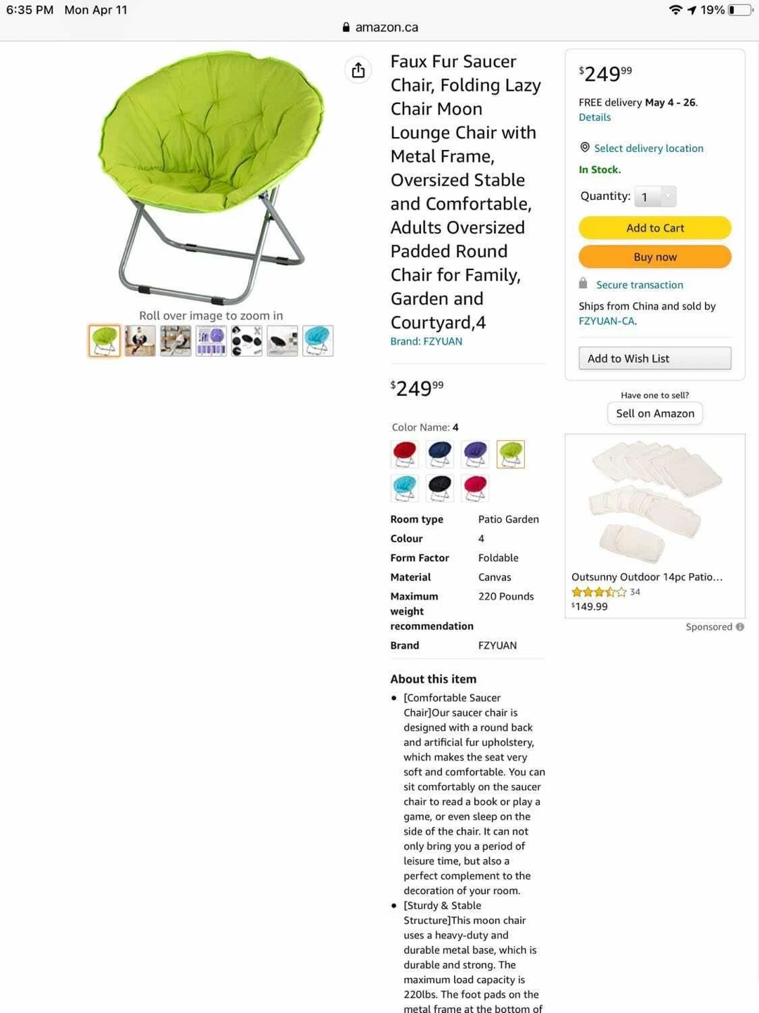 Lime green Saucer Chair - photo 3