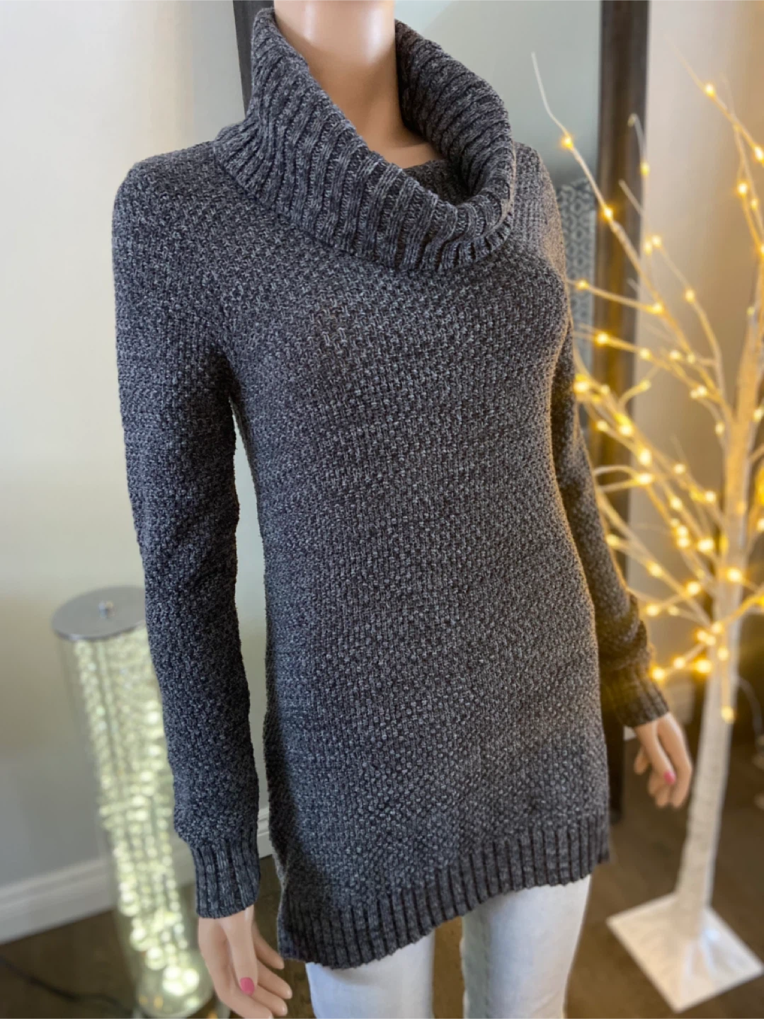 EUC: Hilary Radley Grey Cowl Neck Tunic Sweater S - photo 3