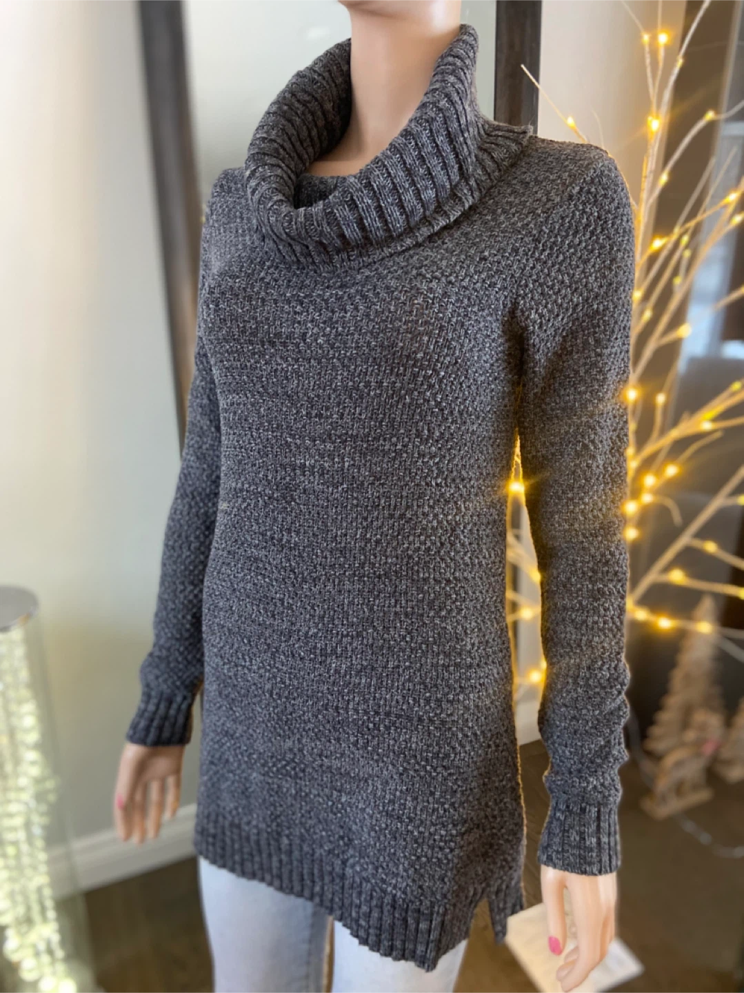 EUC: Hilary Radley Grey Cowl Neck Tunic Sweater S