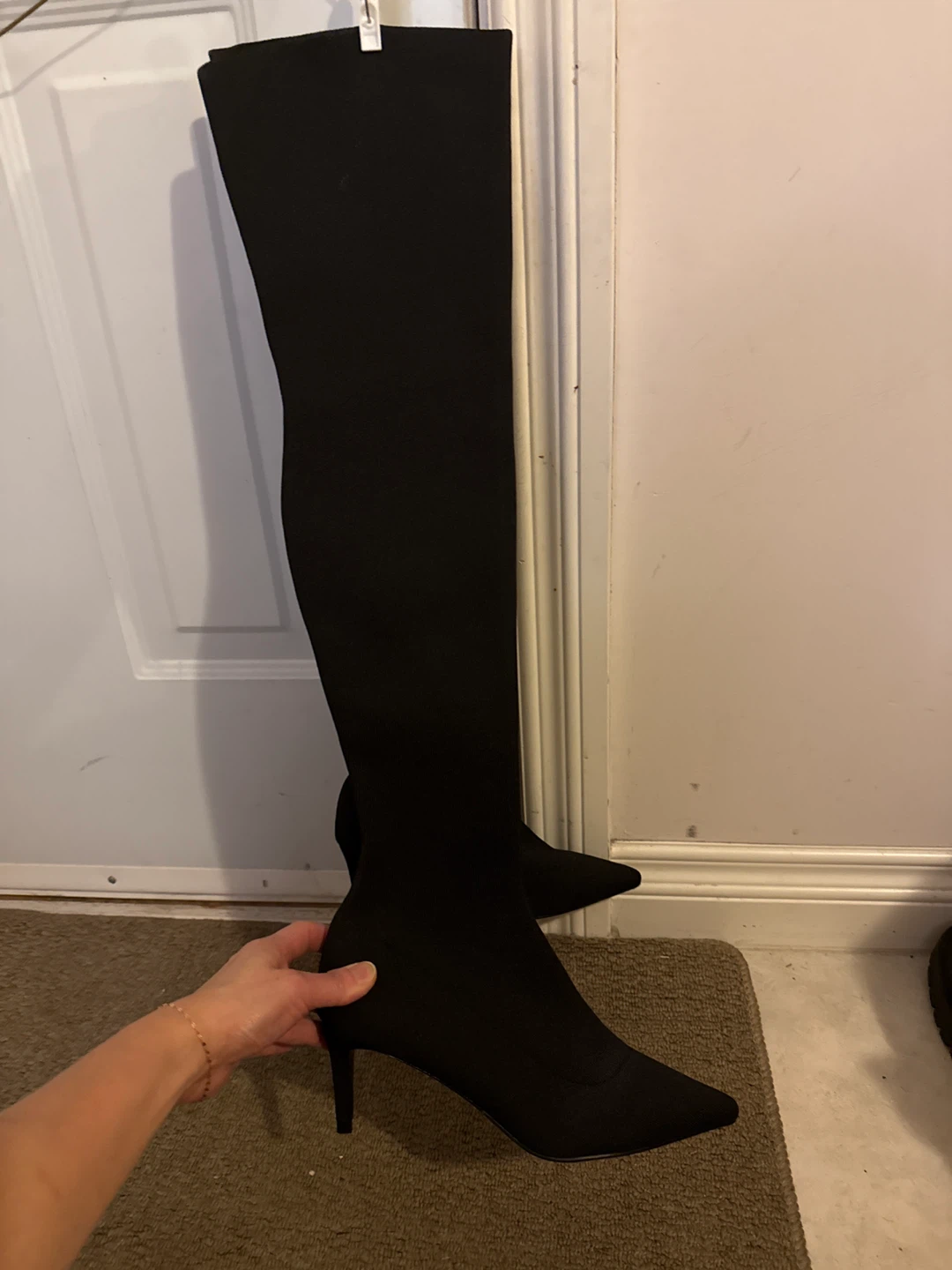 Black Over-the-Knee Boots with Heel - photo 2