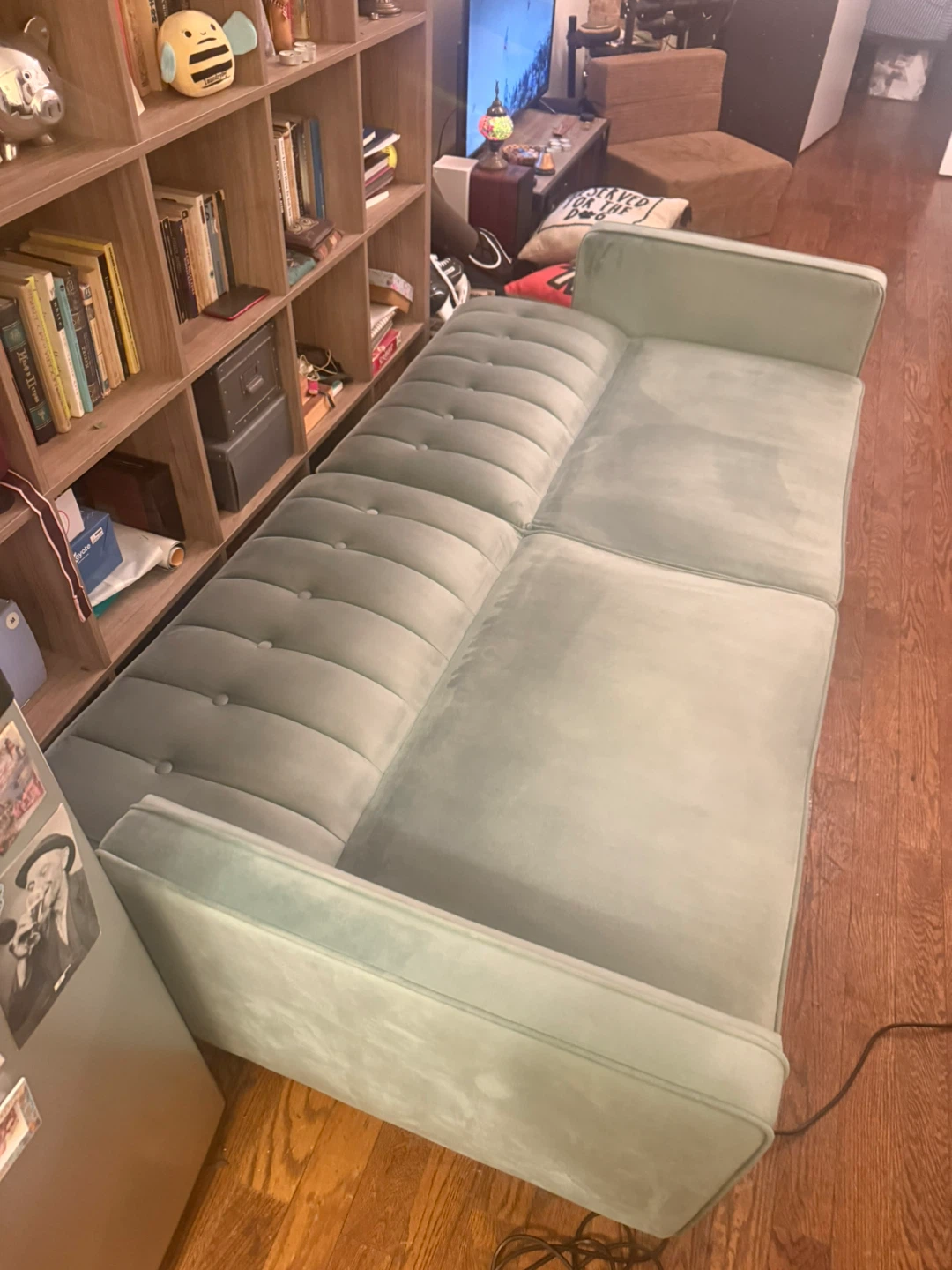 Light Green/Teal Velvet Sofa - photo 5