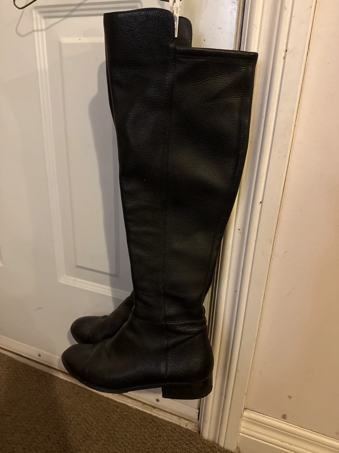 Black Leather Knee-High Boots