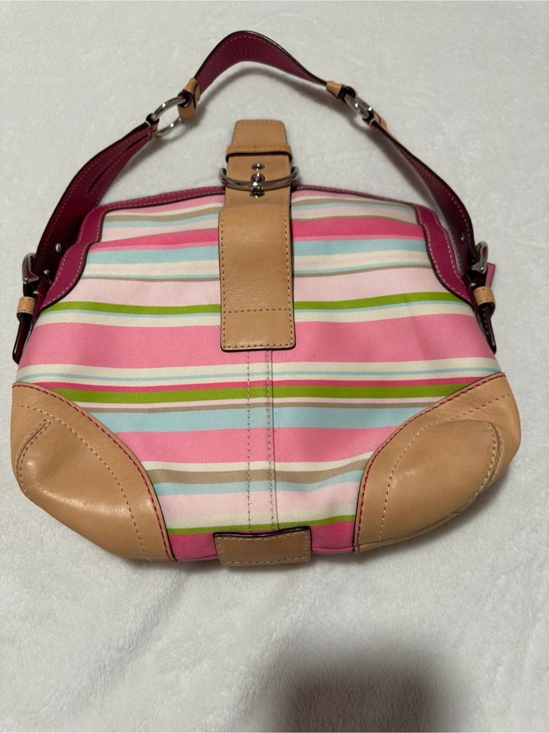 Coach Striped Leather Shoulder Bag - photo 3