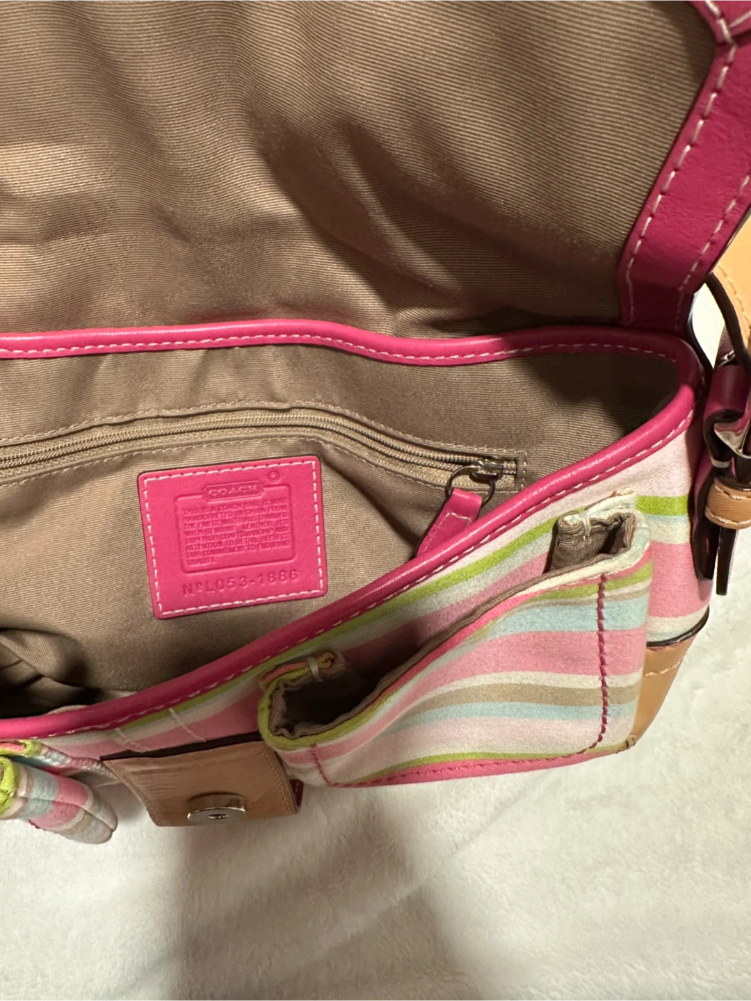 Coach Striped Leather Shoulder Bag - photo 5