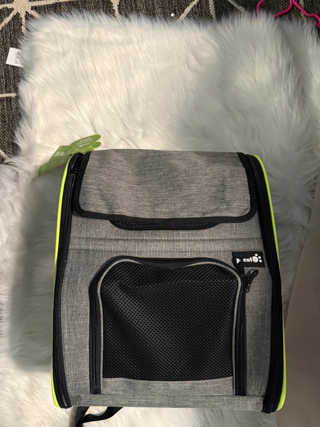Pecute Pet Carrier Backpack Grey & Neon Yellow