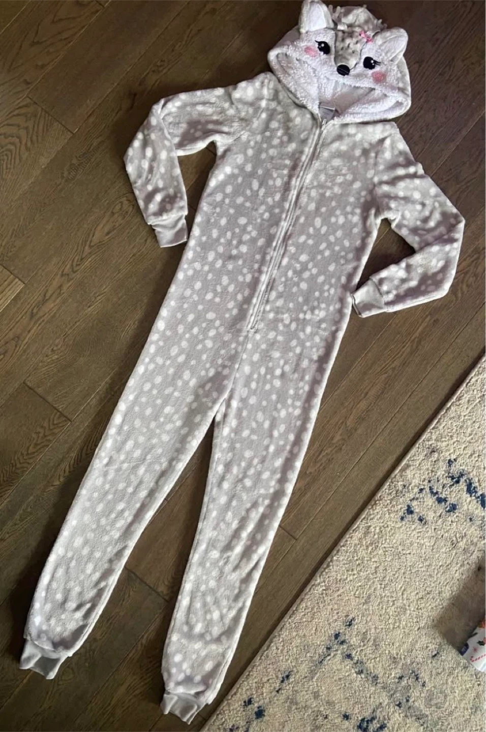 🏆️ EUC: Girls Jellyfish Deer Onesie Hooded Fleece PJs 10/12 🏆️