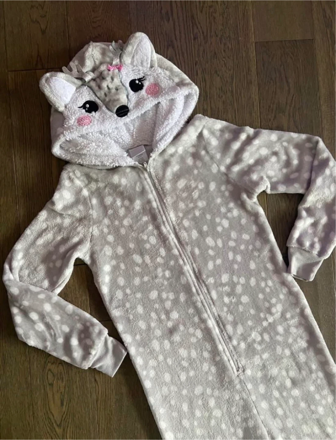 🏆️ EUC: Girls Jellyfish Deer Onesie Hooded Fleece PJs 10/12 🏆️ - photo 2