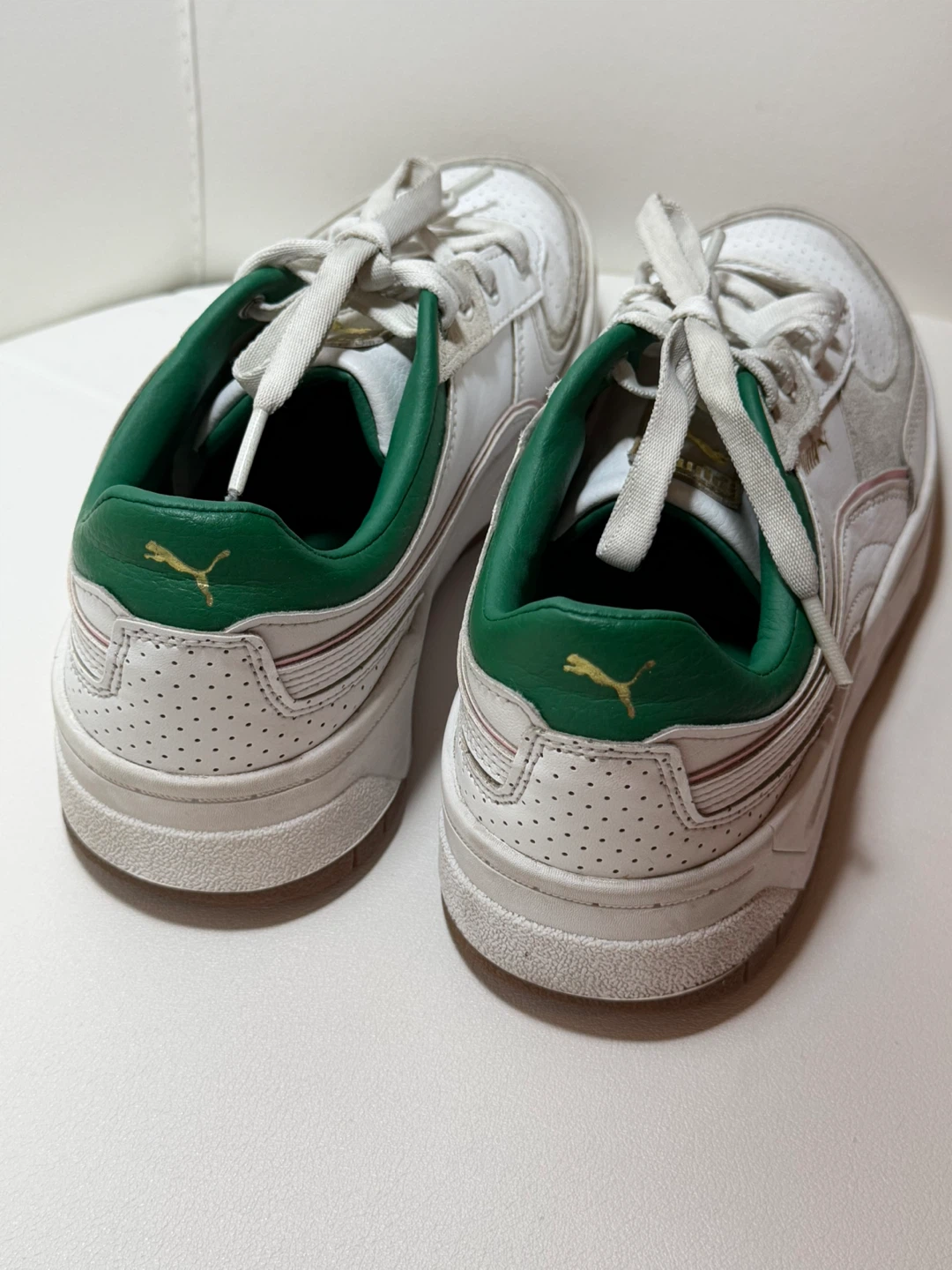 Puma White Leather Sneakers with Green Accents - photo 3