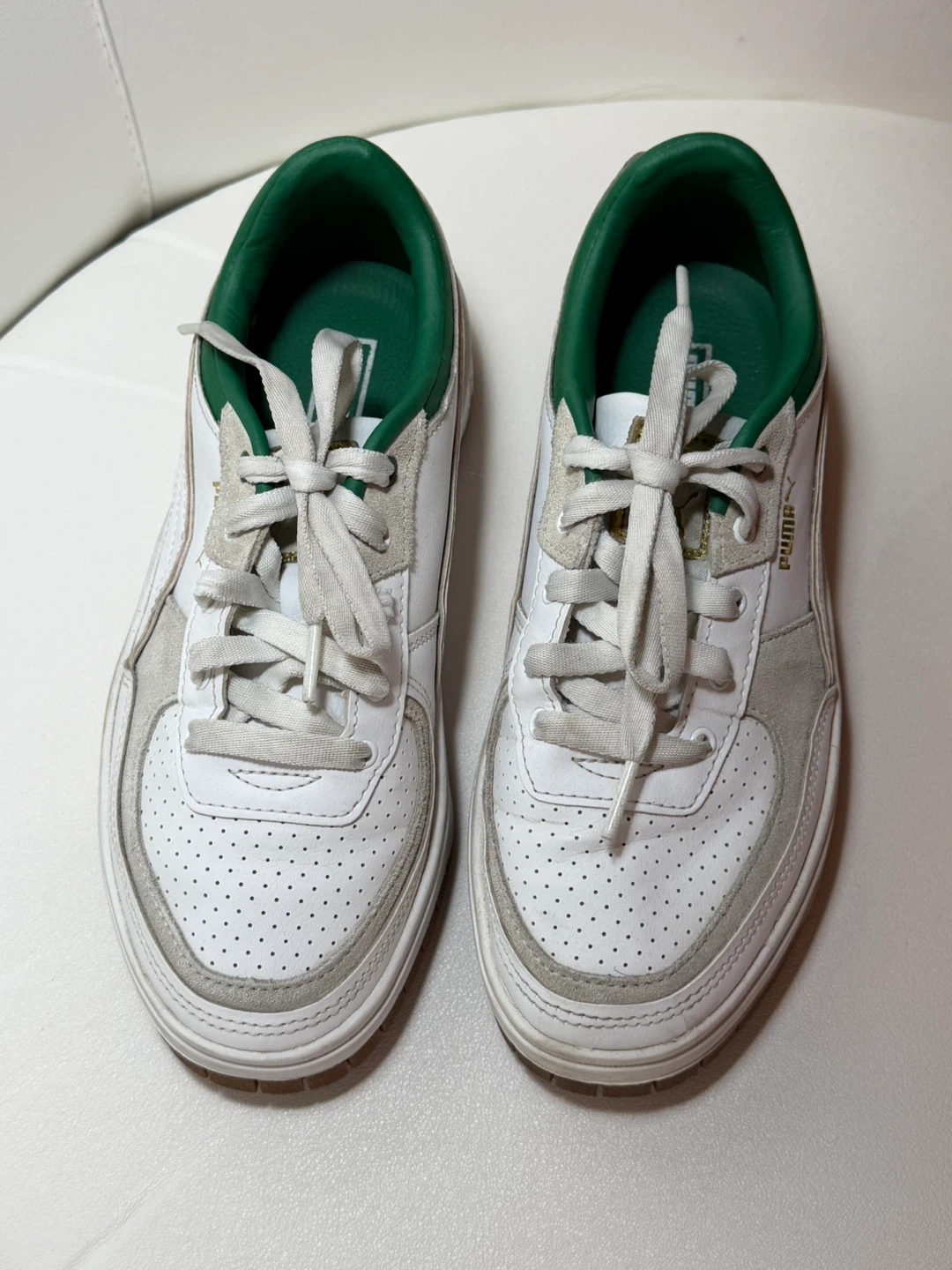 Puma White Leather Sneakers with Green Accents - photo 2