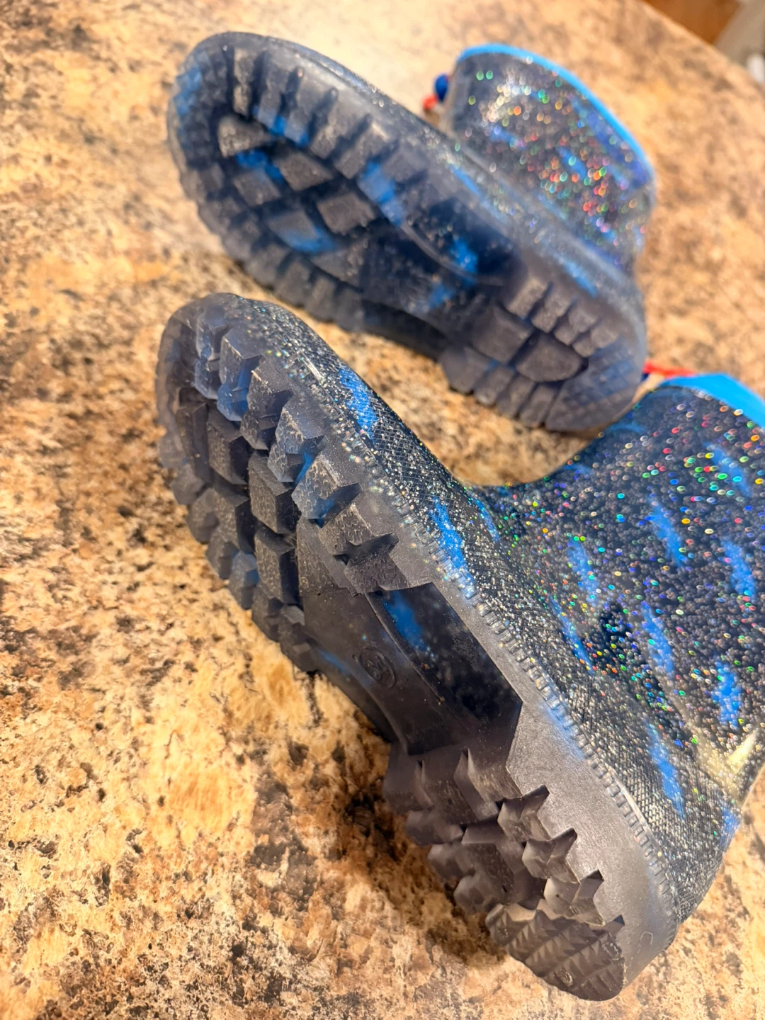 Kids Blue Glitter Rain Boots Size 34 - photo 2