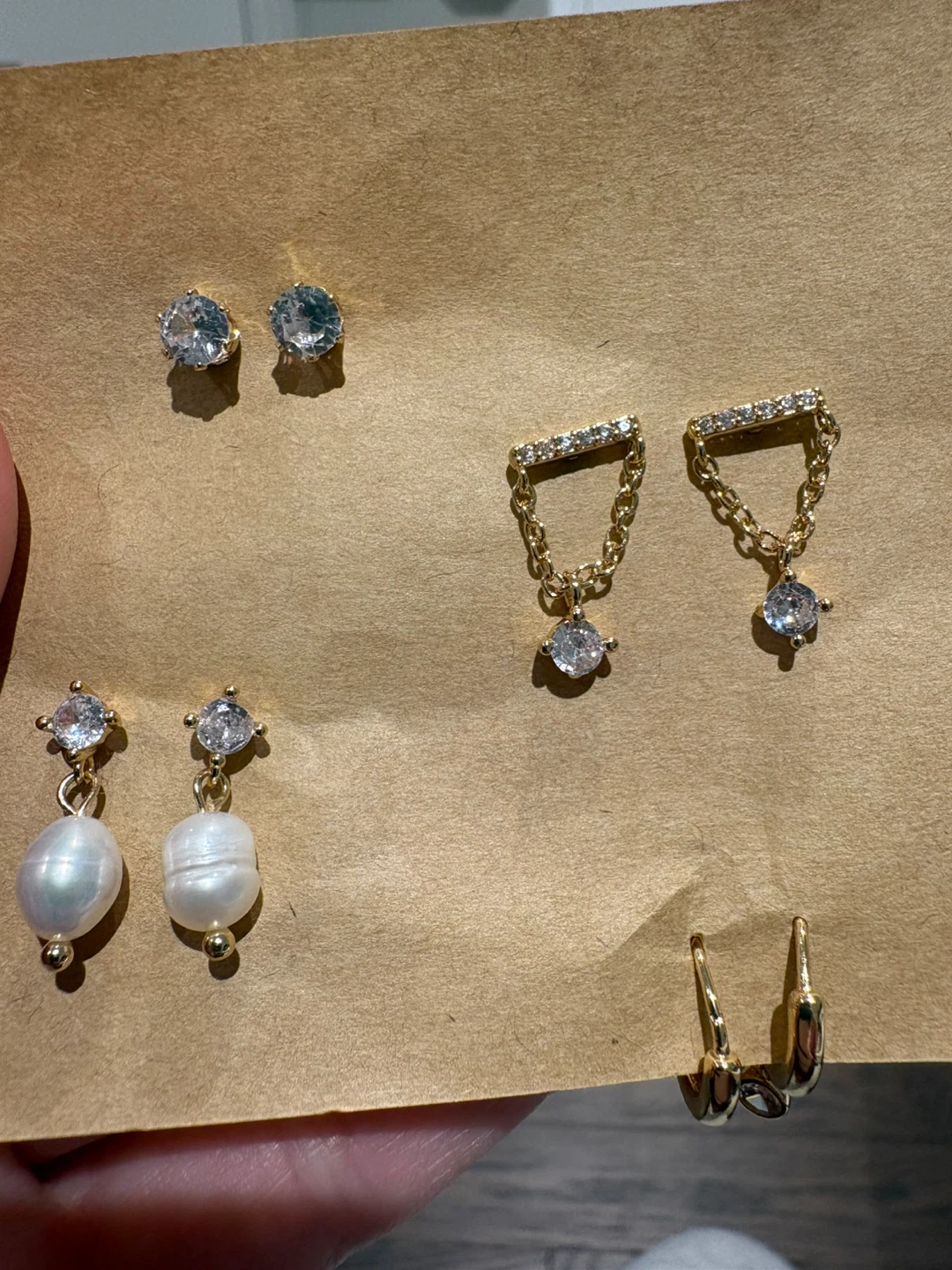 Gold-tone Stud and Dangle Earrings Set - photo 2