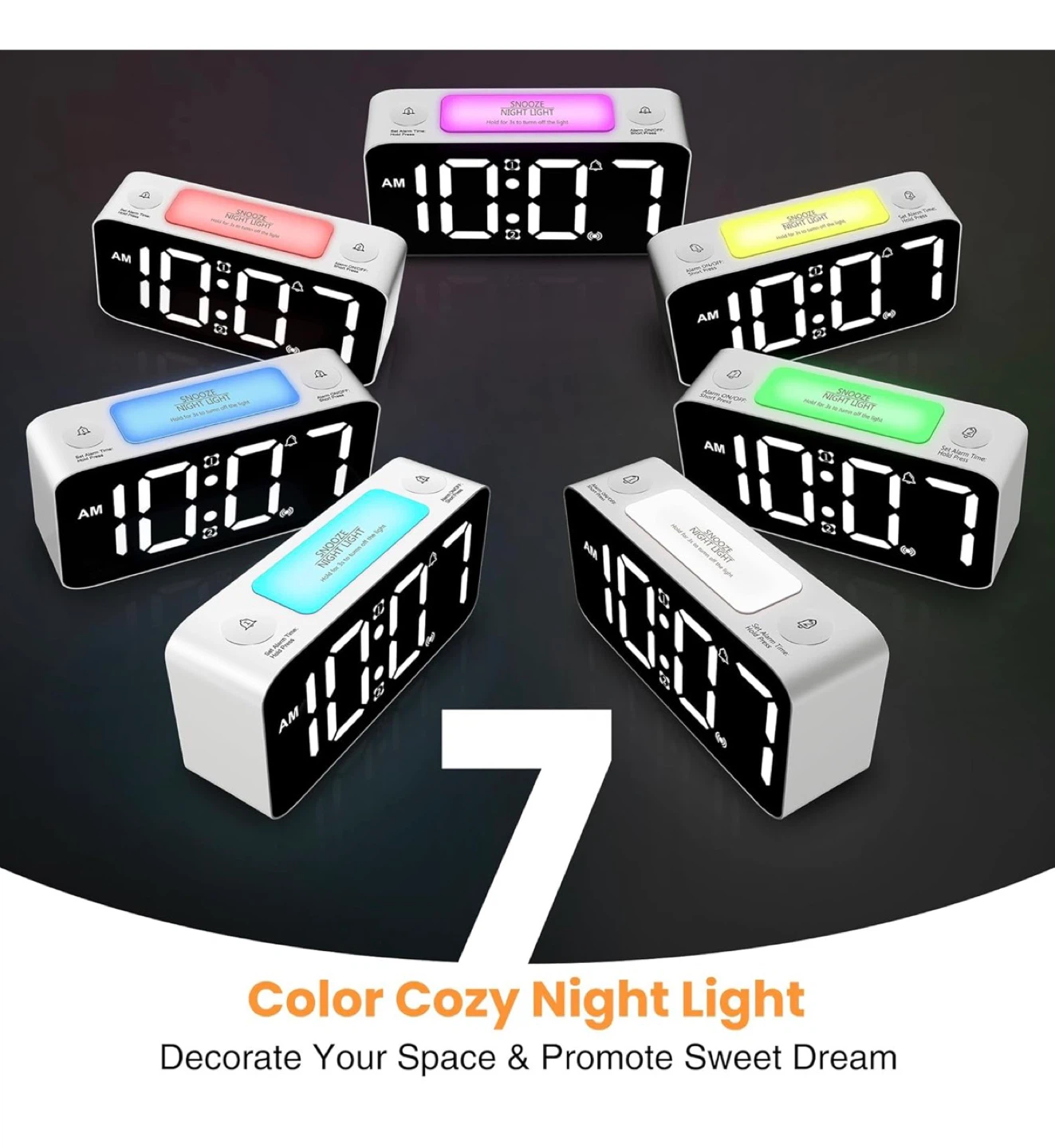 Digital Alarm Clock with 15 RGB Colors and Vibration - photo 4