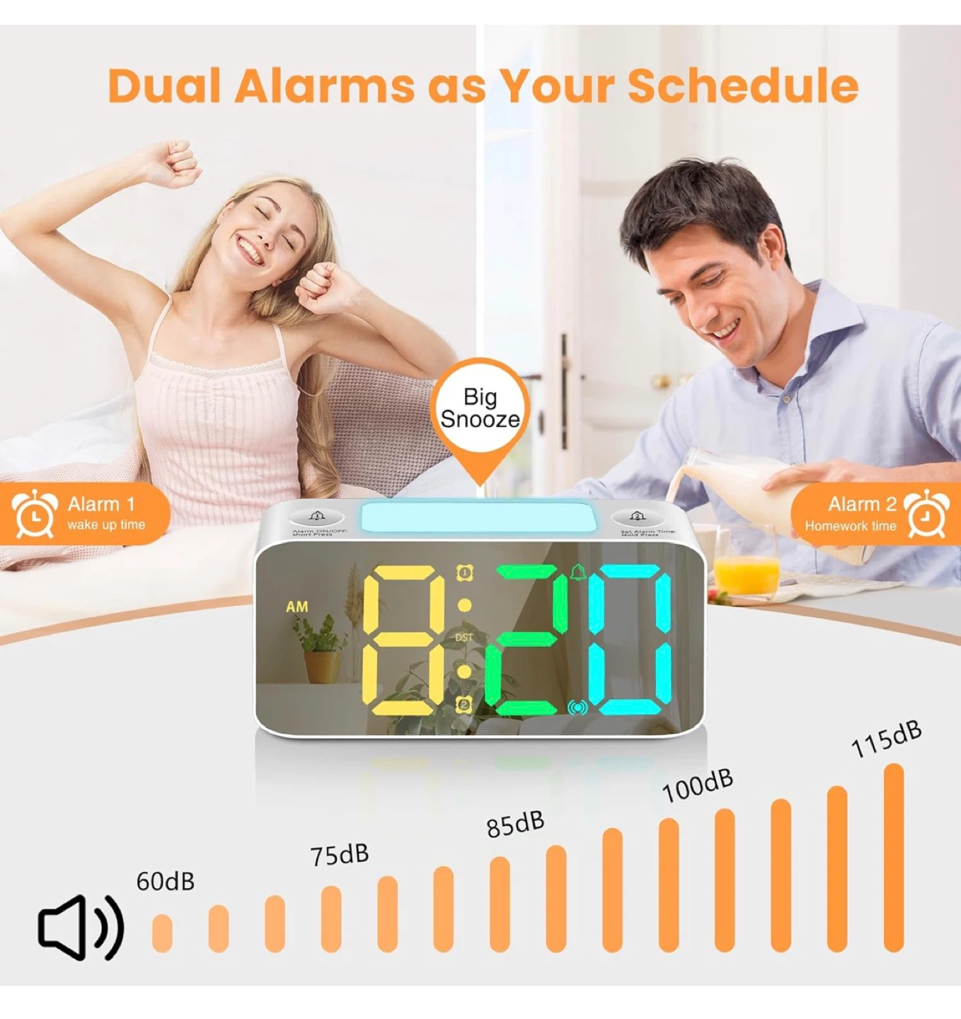 Digital Alarm Clock with 15 RGB Colors and Vibration - photo 5