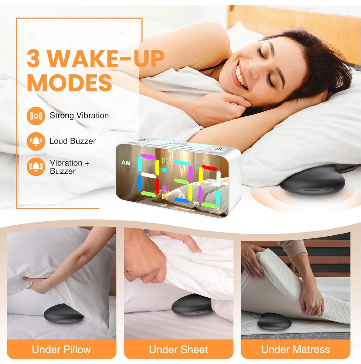Digital Alarm Clock with 15 RGB Colors and Vibration - photo 2