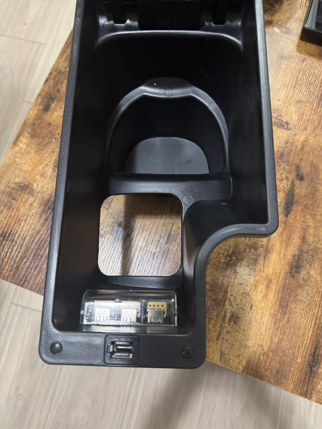Black Car Center Console Armrest with USB Ports - photo 2