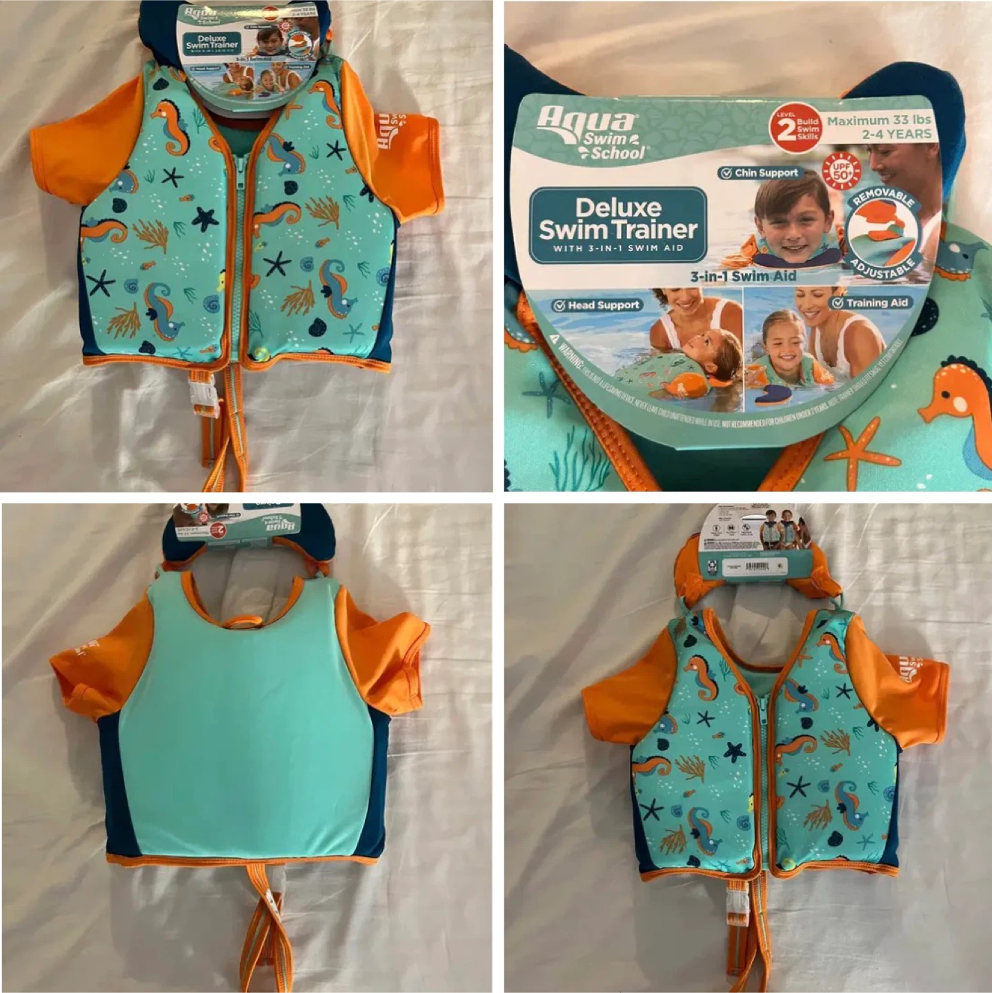 New (with labels)- Toddler life jacket/trainer vest max 33lbs
