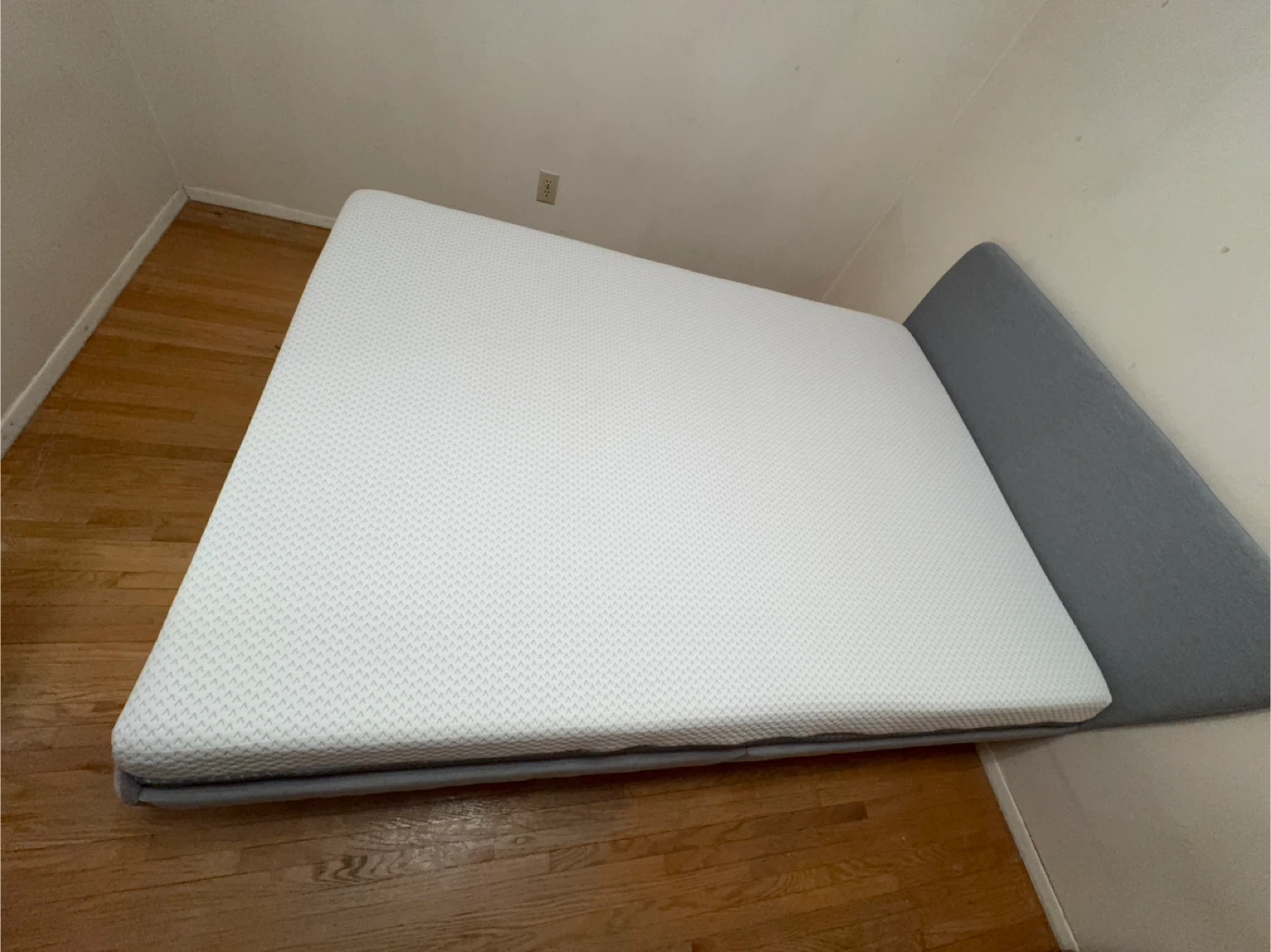 Grey Upholstered Double Bed Frame with Mattress