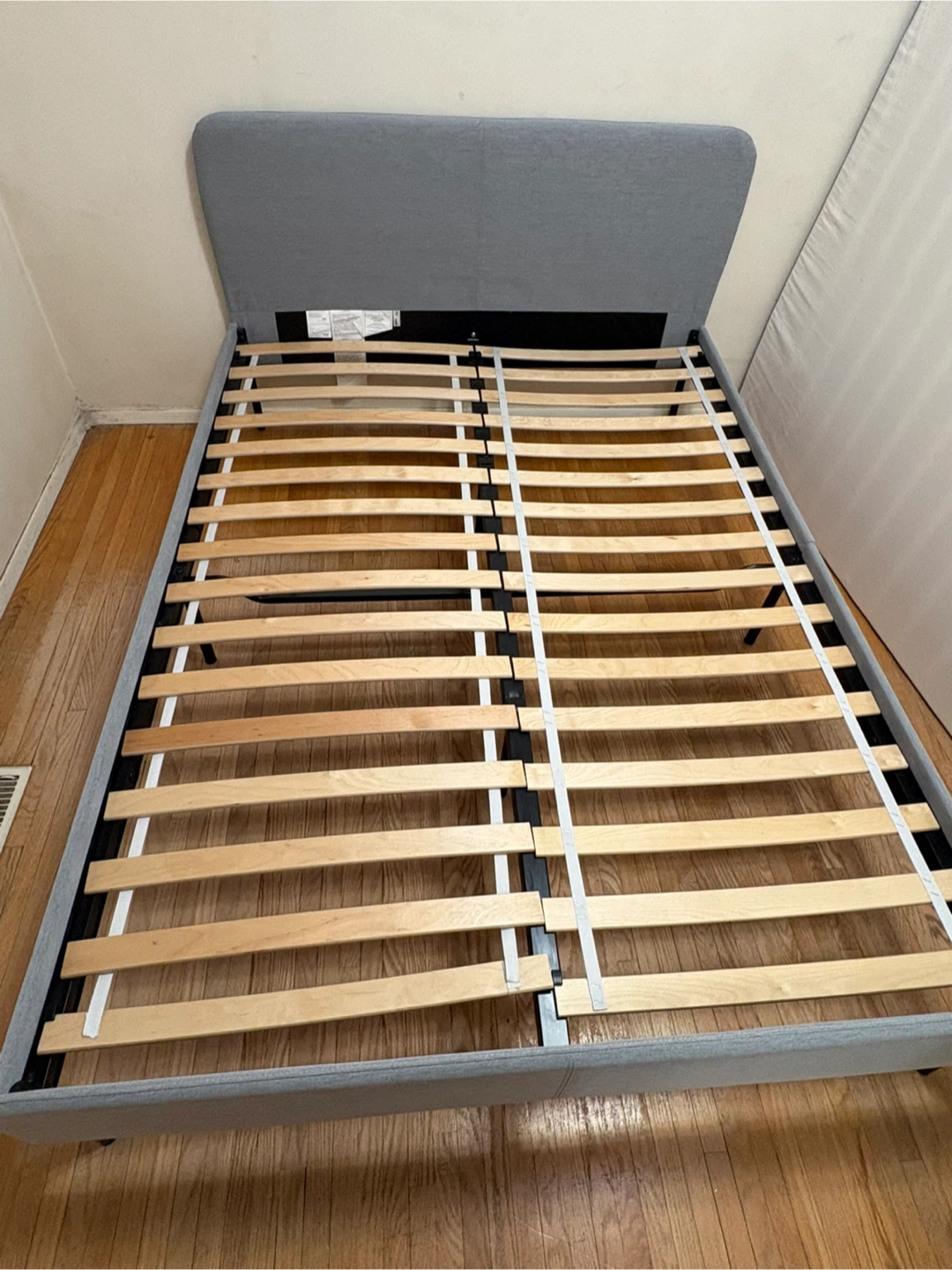Grey Upholstered Double Bed Frame with Mattress - photo 3