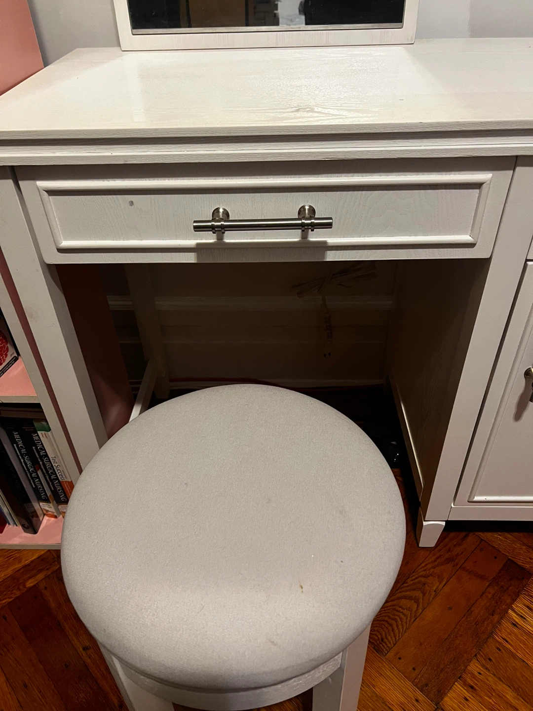 White Vanity Set with Mirror and Stool - photo 2