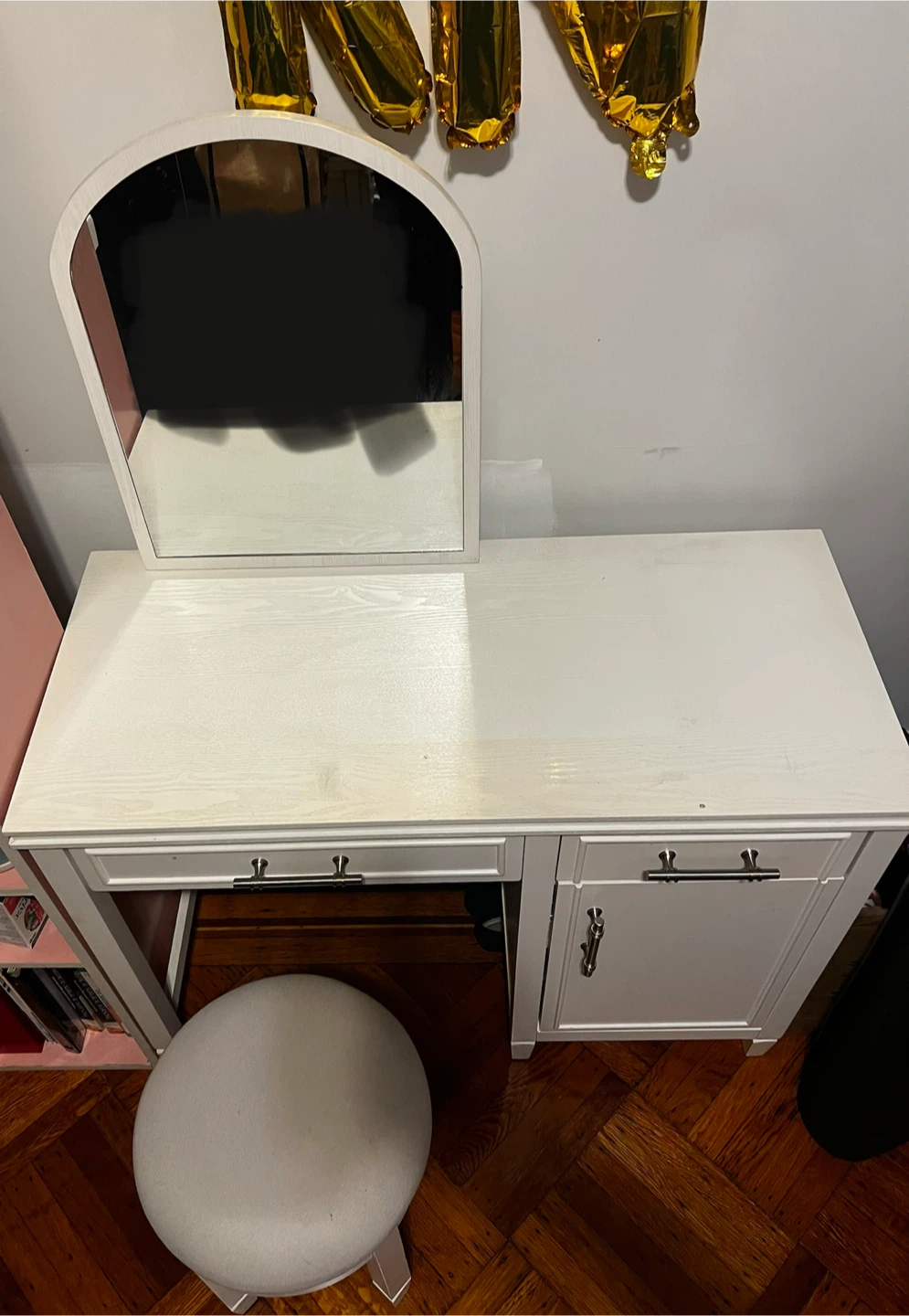 White Vanity Set with Mirror and Stool - photo 3