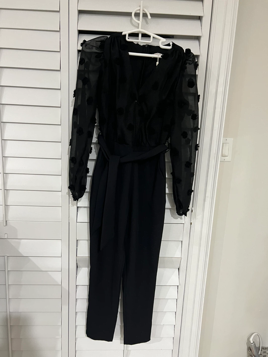 Black Jumpsuit with Puff Sleeves