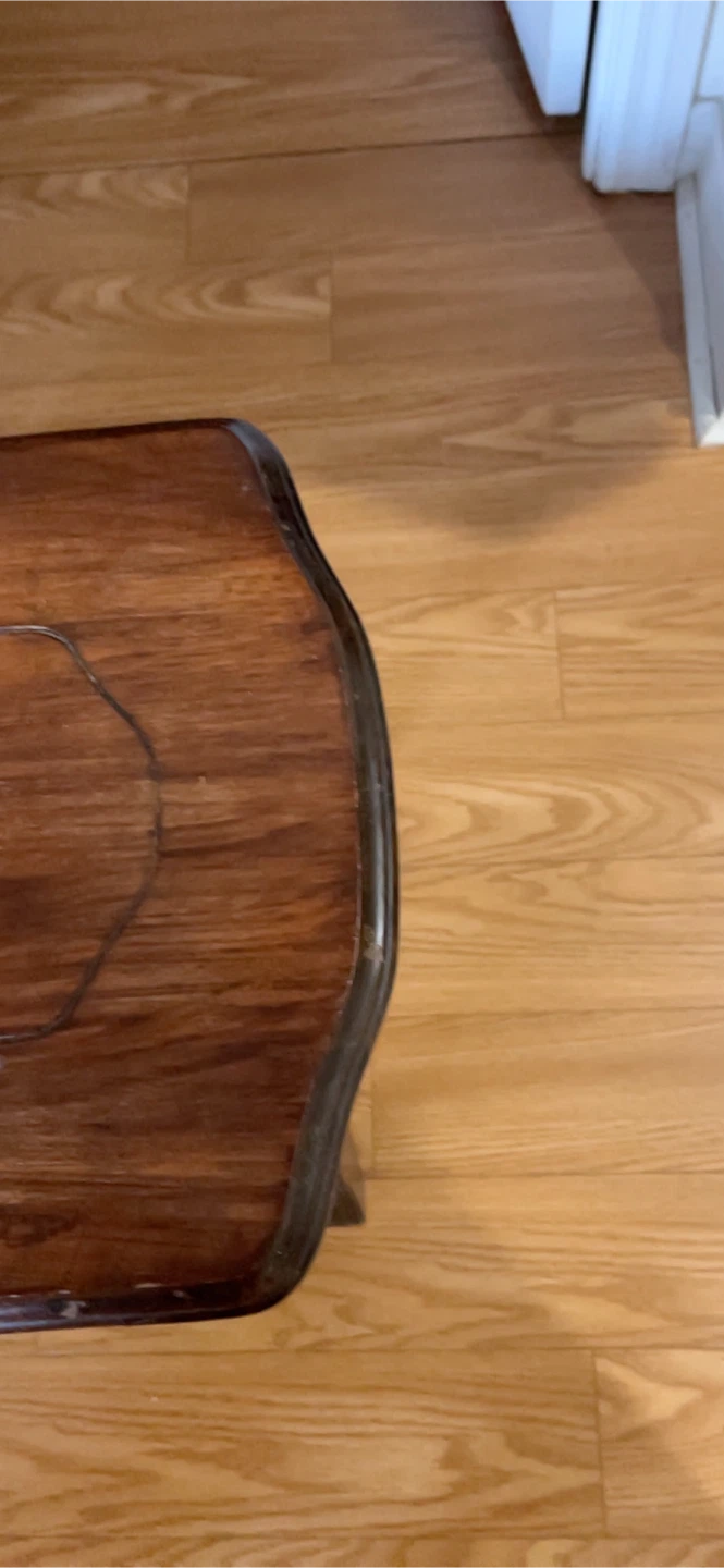 Vintage Dark Wood Side Table with Shelf - photo 5
