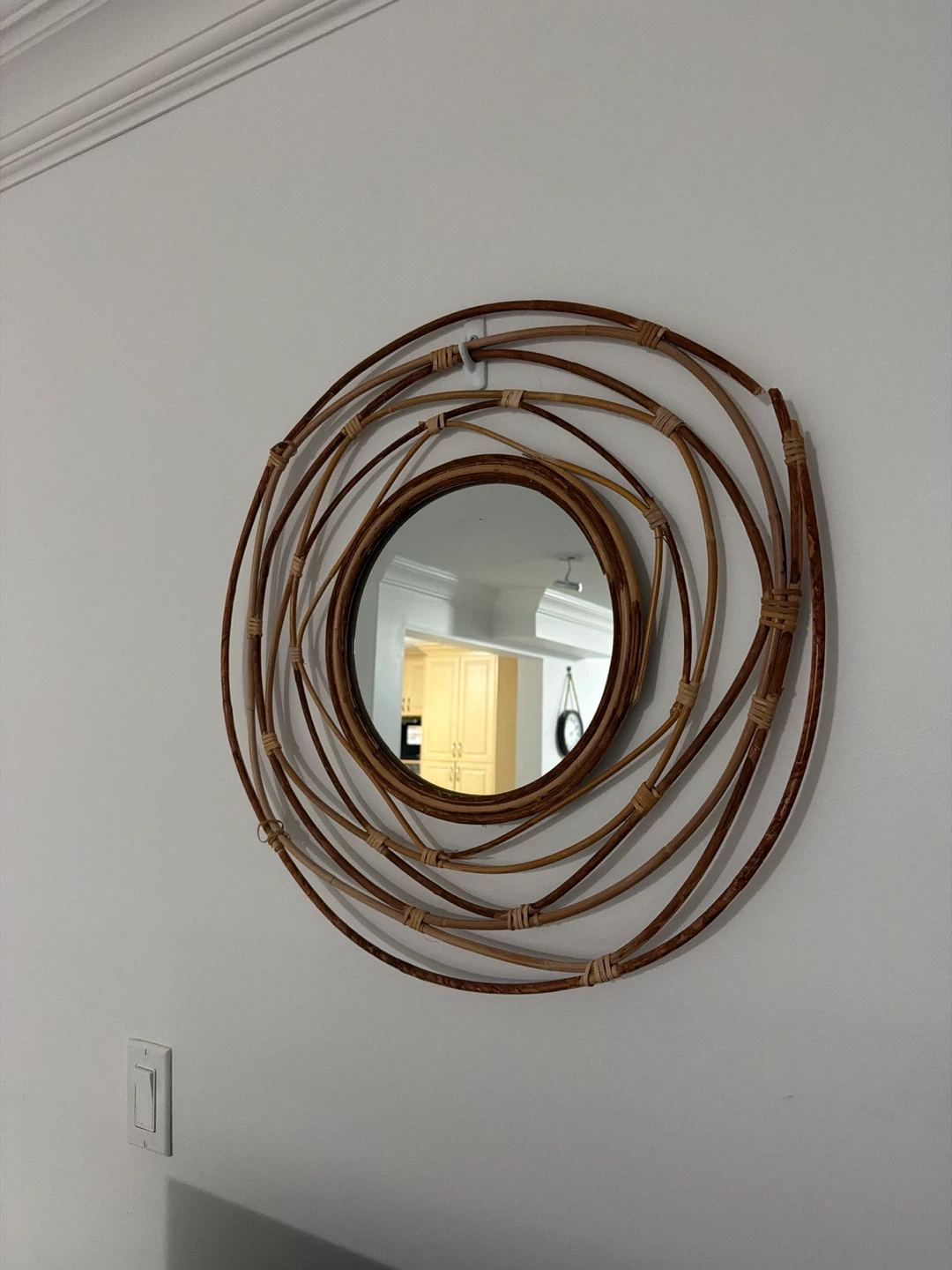Woven Rattan Round Wall Mirror - photo 2