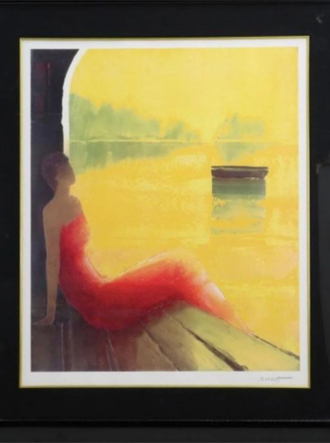 Framed Art Print - by Emille Bellet woman sitting