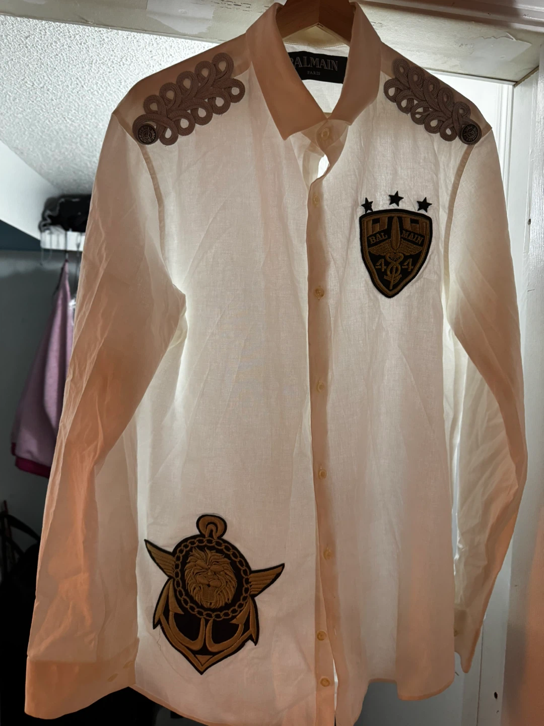 Balmain White Linen Shirt with Patches XXL - photo 4