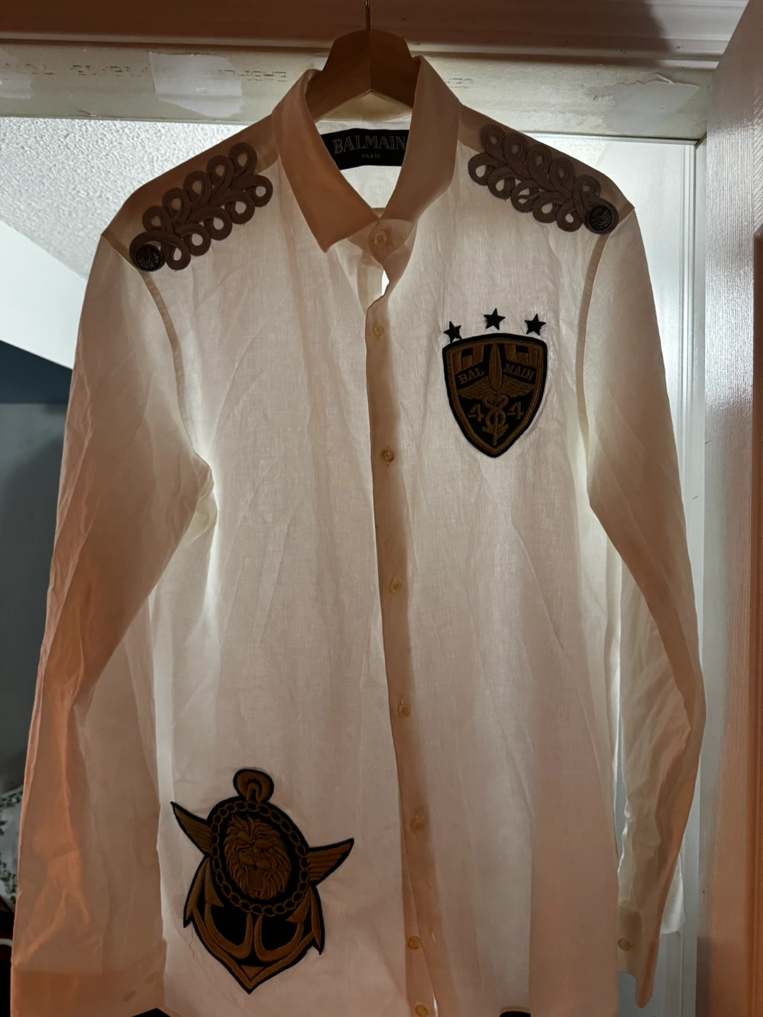 Balmain White Linen Shirt with Patches XXL - photo 5