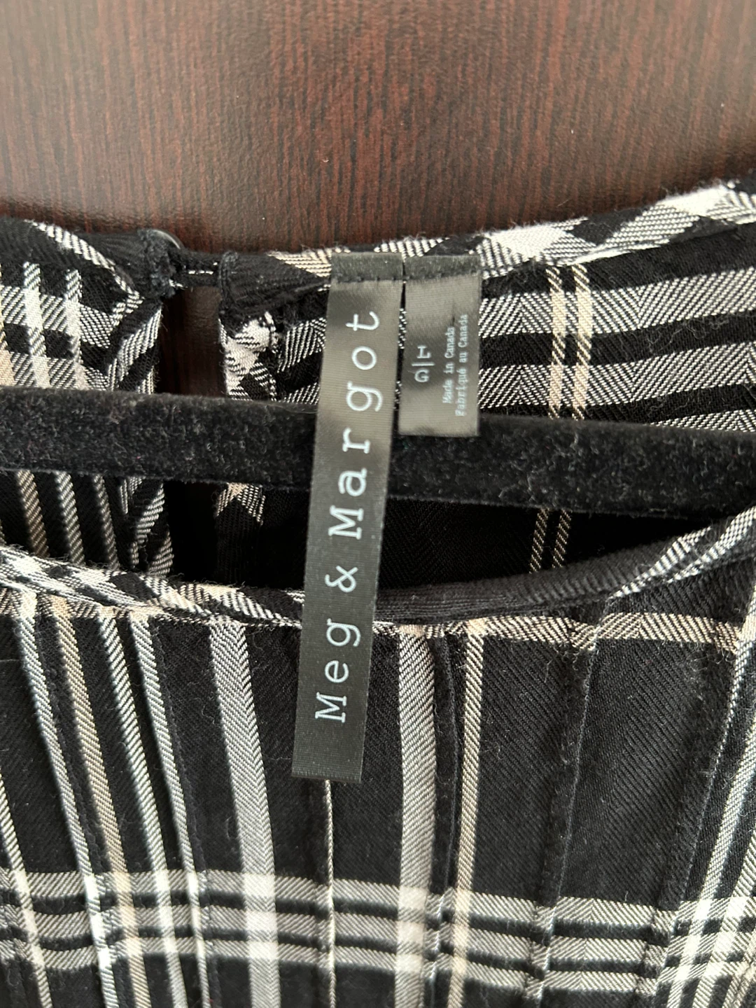 Meg & Margot Black Plaid Long Sleeve Top - photo 3