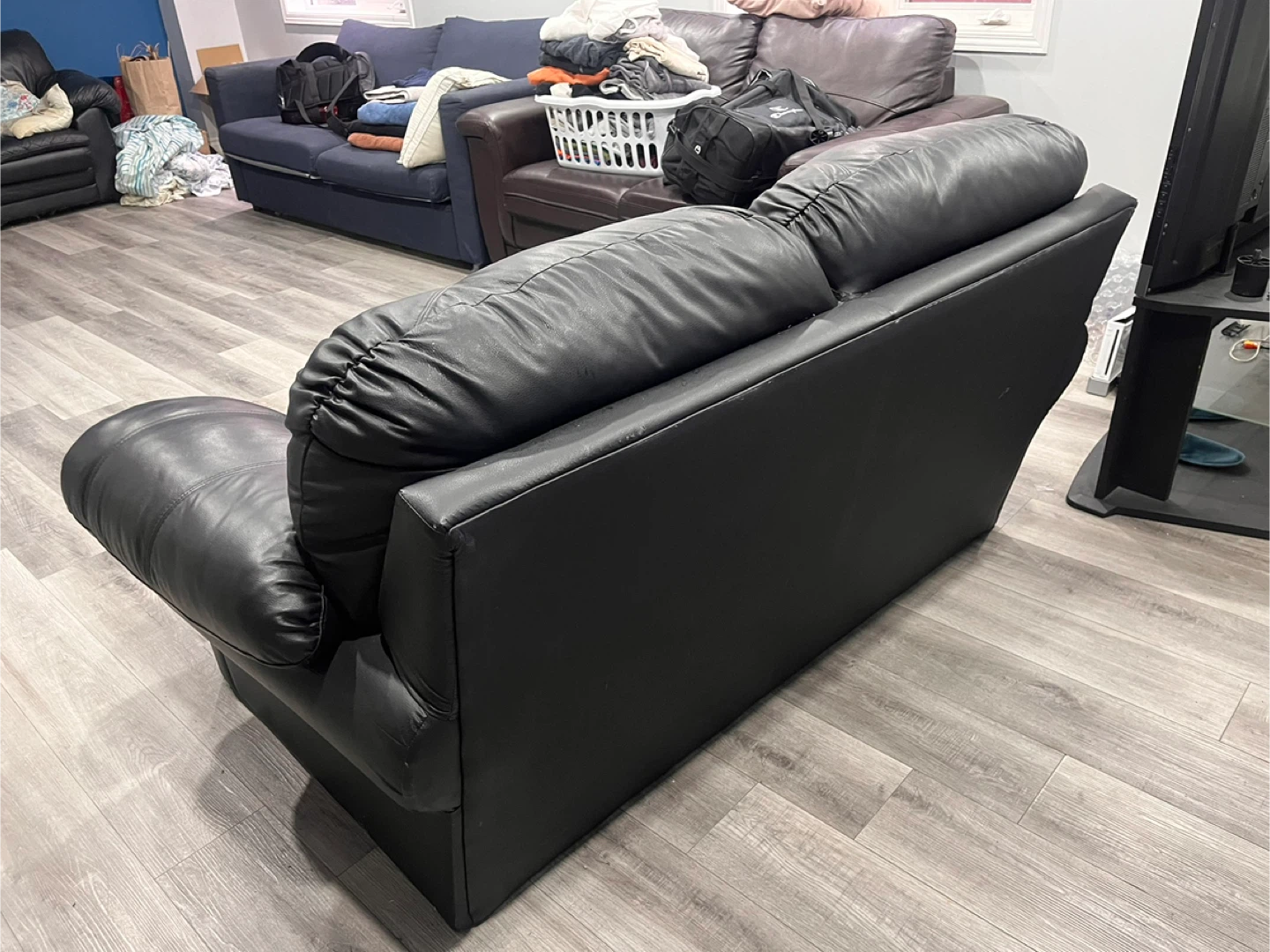 Black Leather Sofa - photo 2
