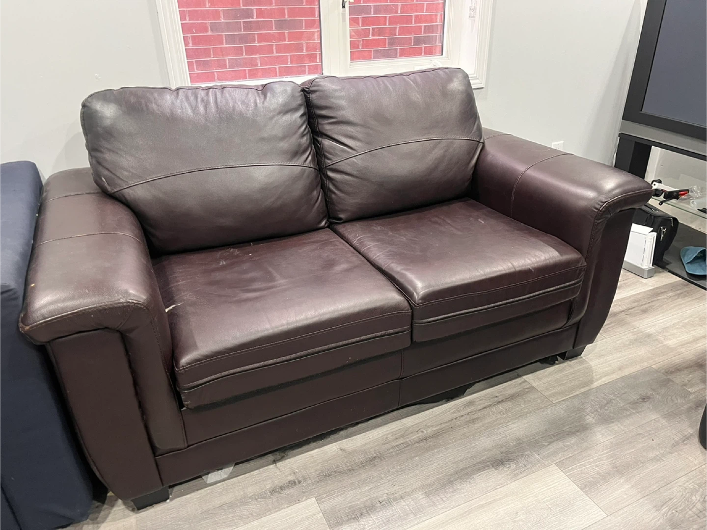 Brown Leather Loveseat Sofa