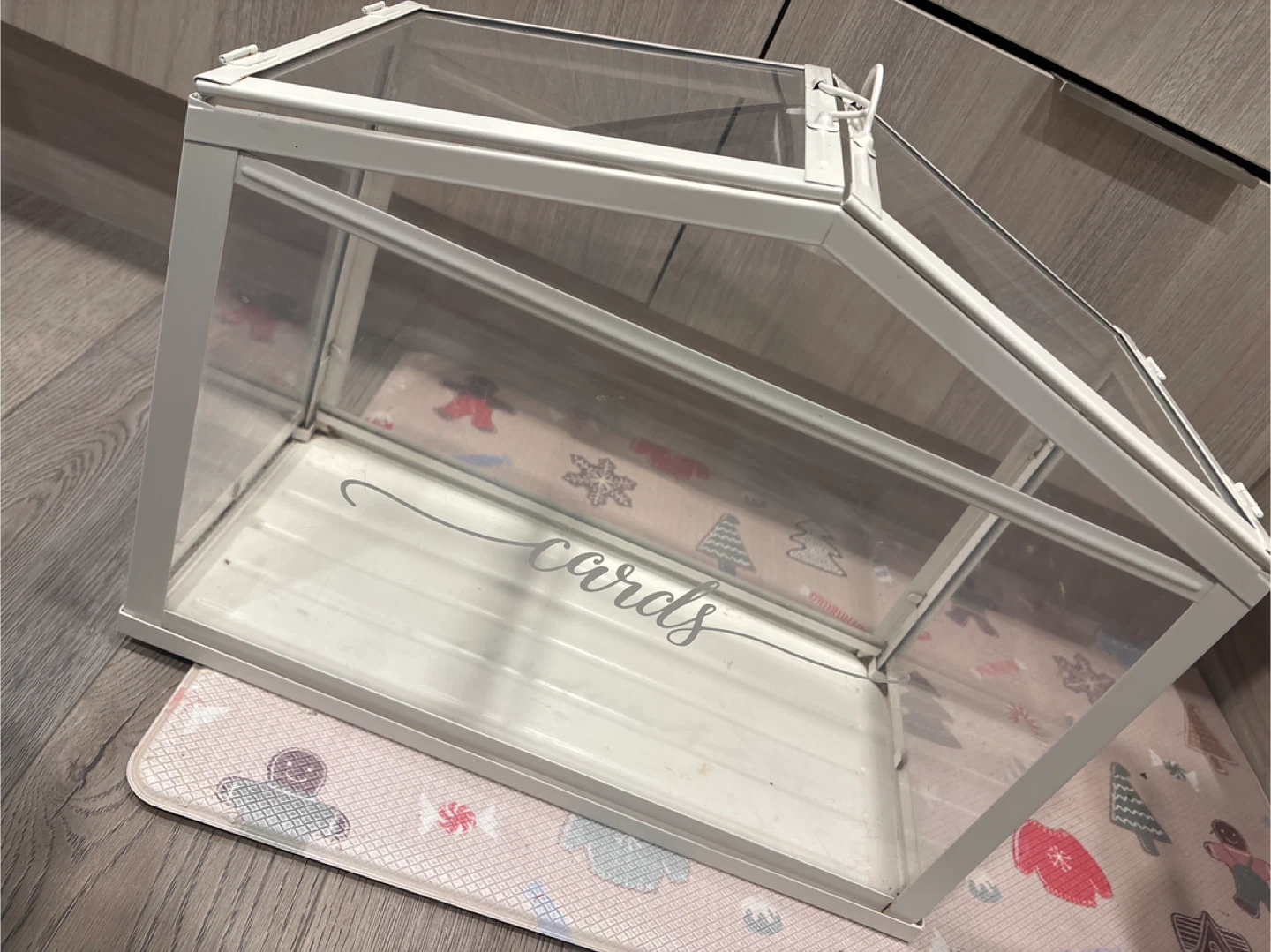 White Glass and Metal "Cards" Box
