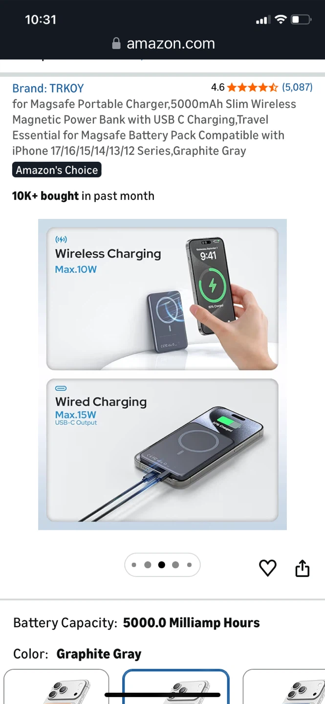 TRKOY Magnetic Power Bank 5000mAh Slim Wireless - Graphite Gray - photo 5