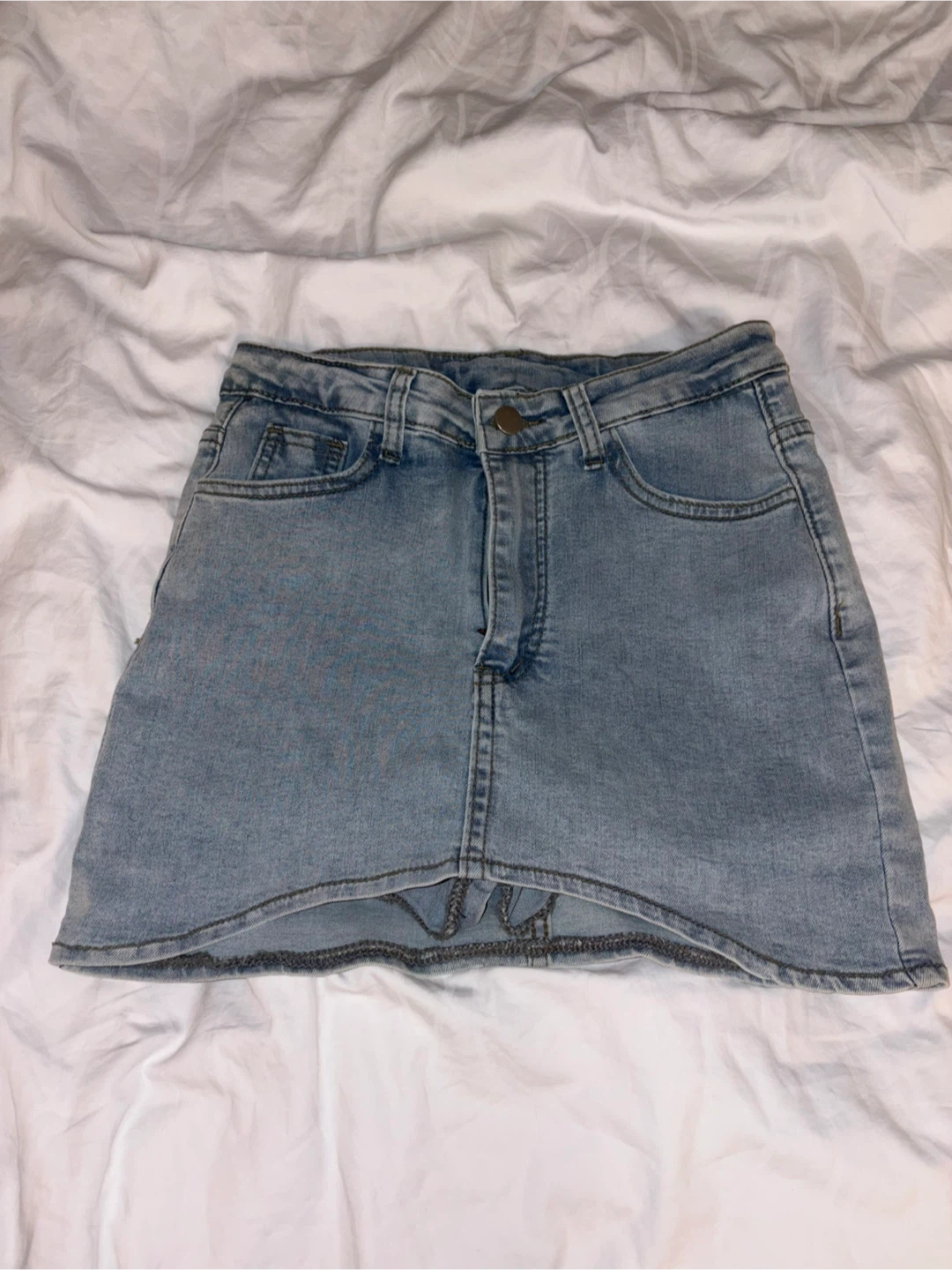 Light Wash Denim Mini Skirt 2XS brand new