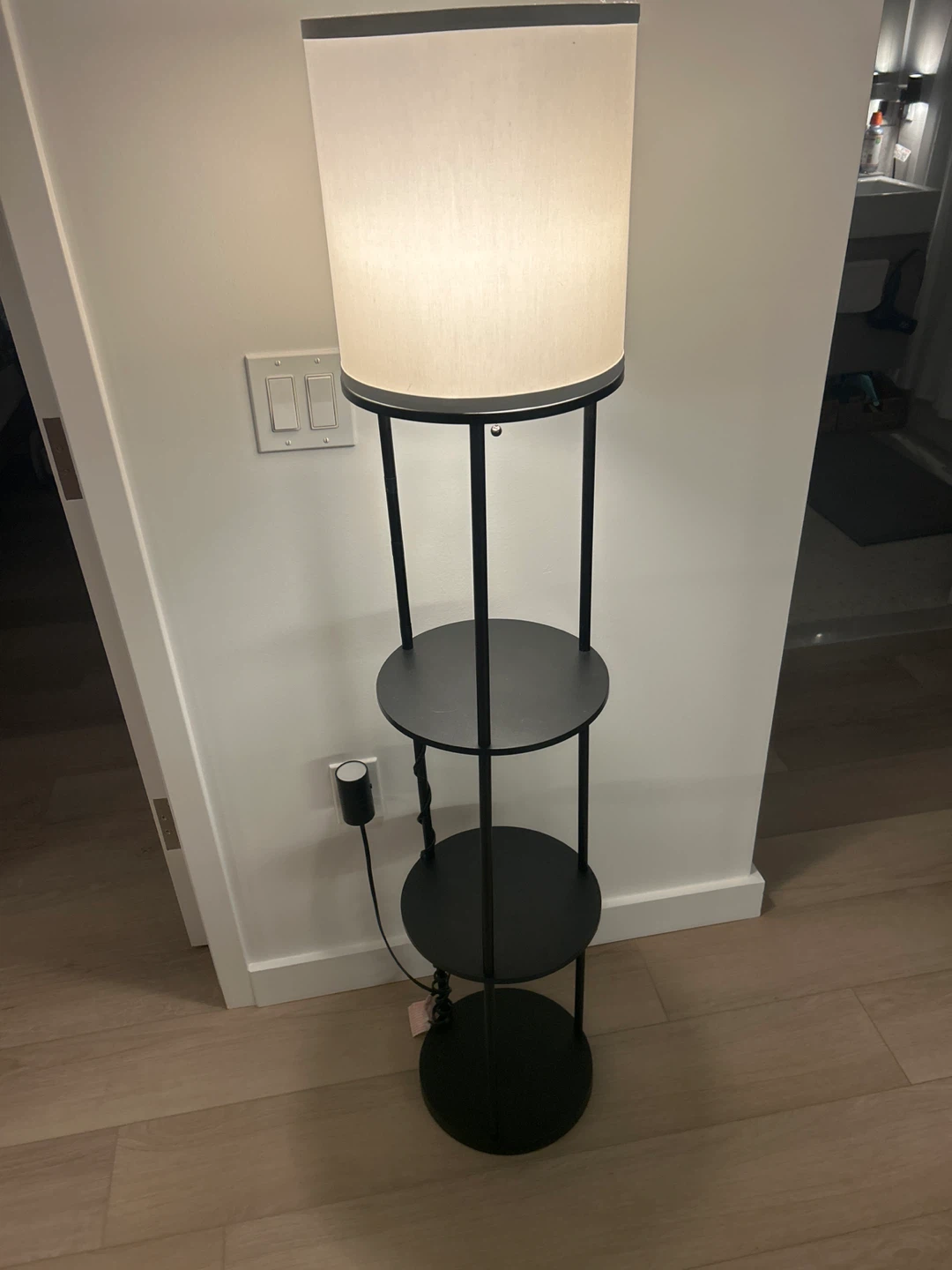 Black Floor Lamp with Shelves (with light bulb)