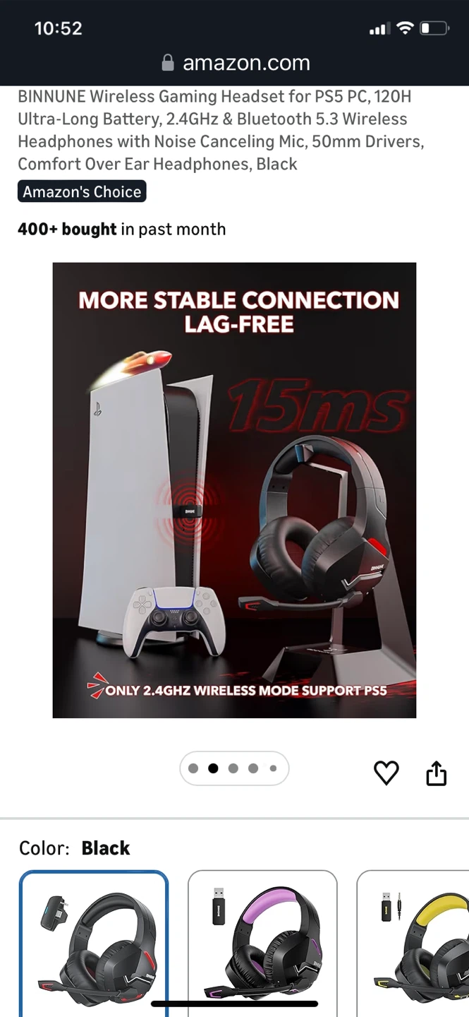 BINNUNE Wireless Gaming Headset for PS5 PC - photo 2