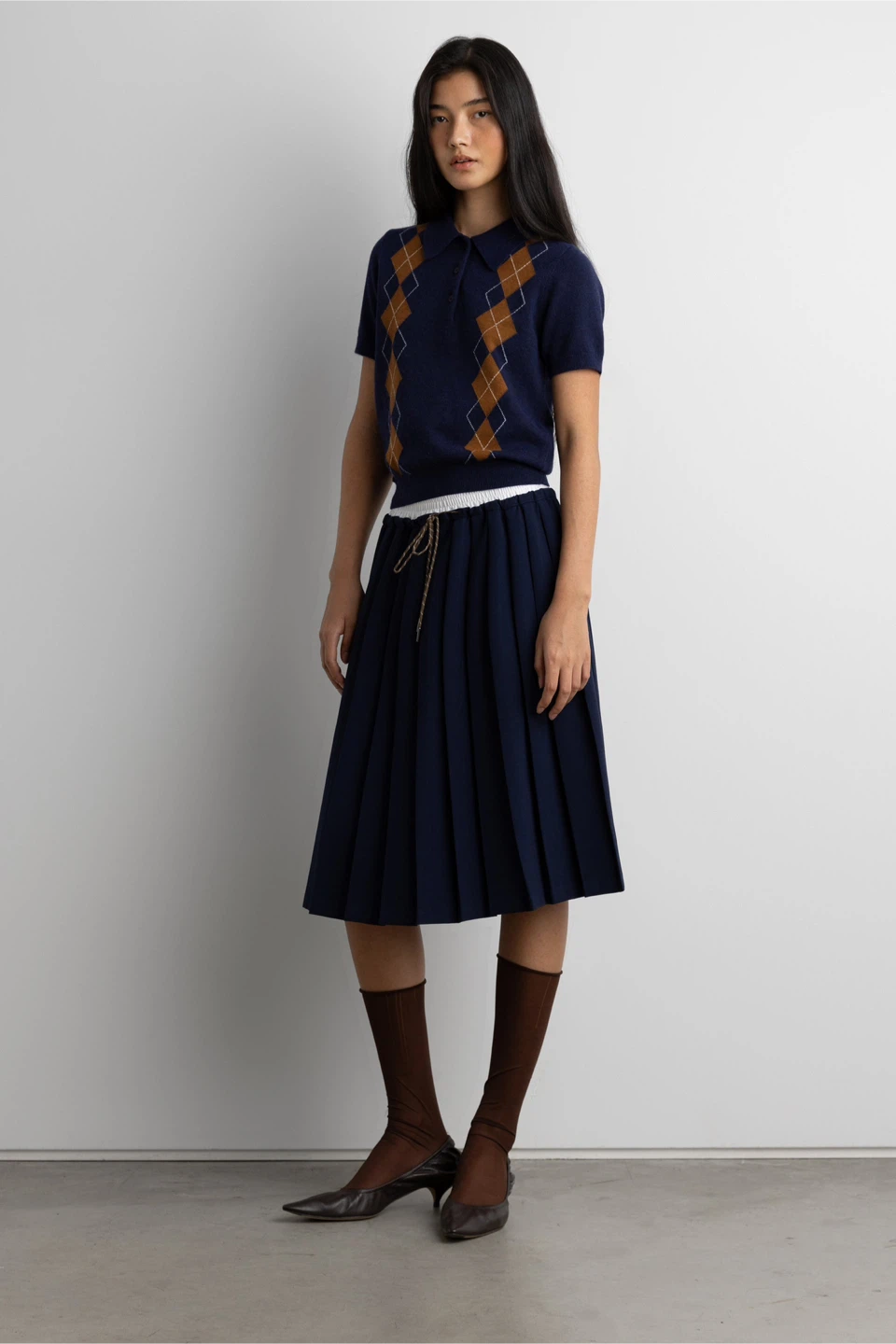 Oak + Fort Argyle Sweater and Skirt set