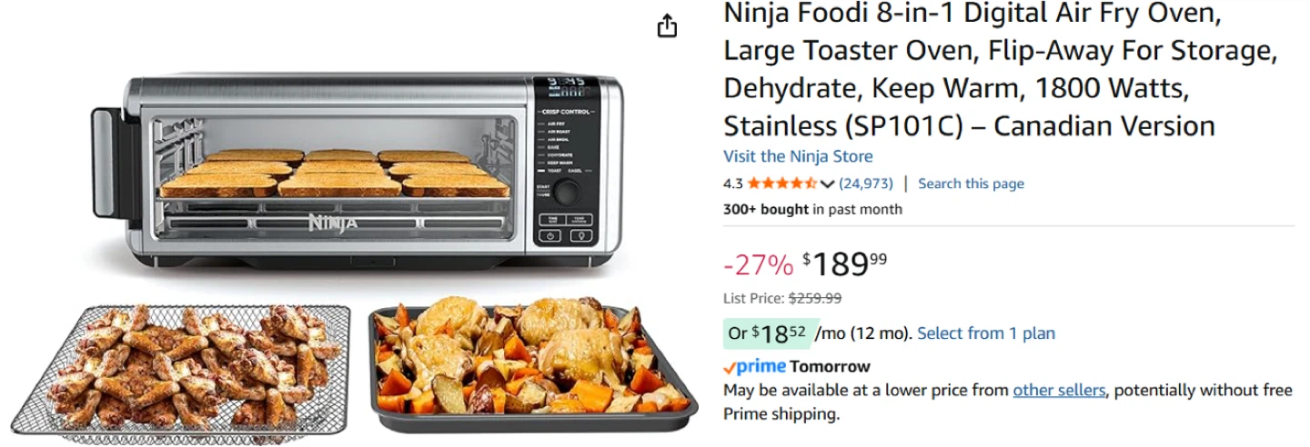 3 Month Old Ninja Foodi 8-in-1 Digital Air Fry Oven