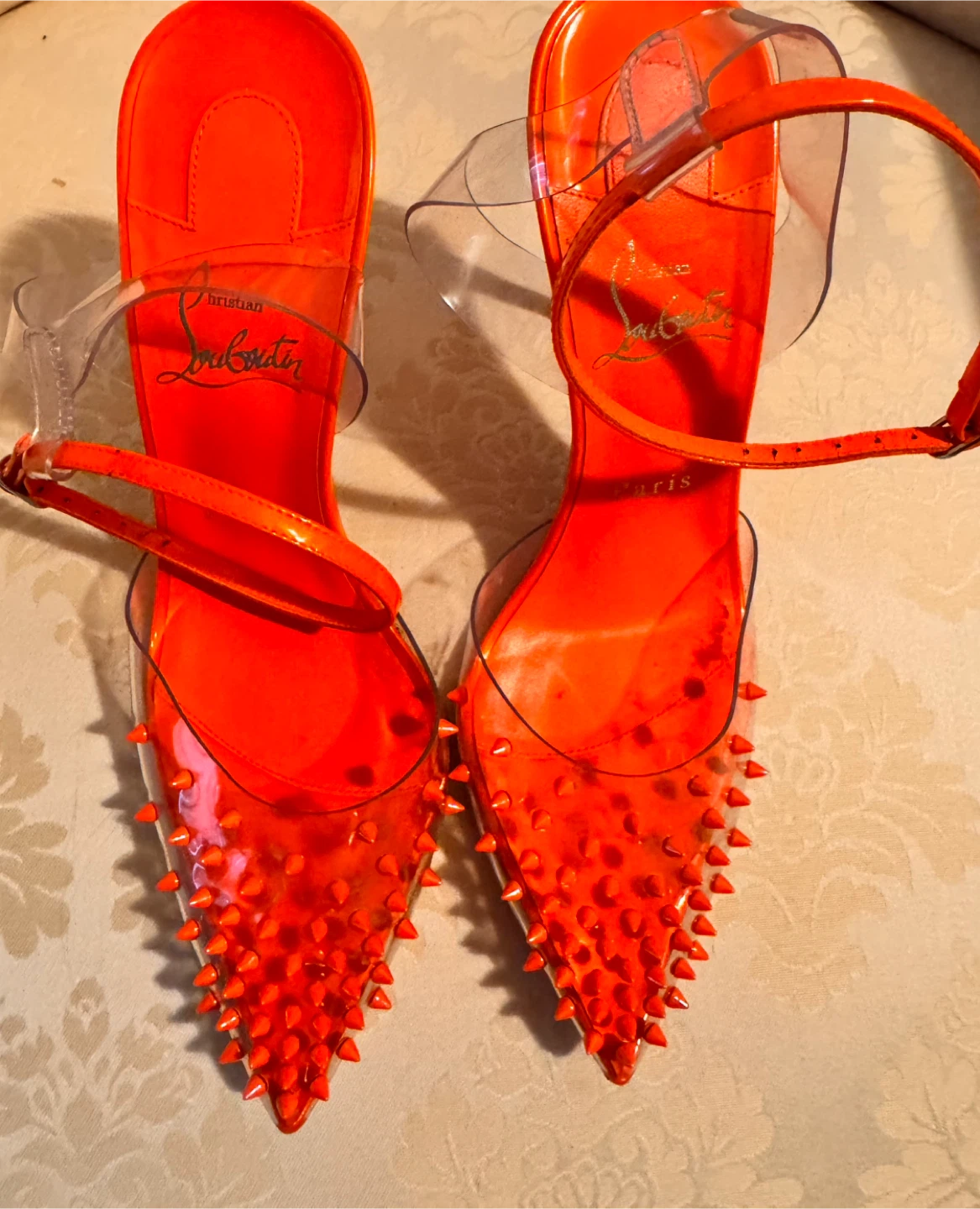 Christian Louboutin Orange Spike Heels
