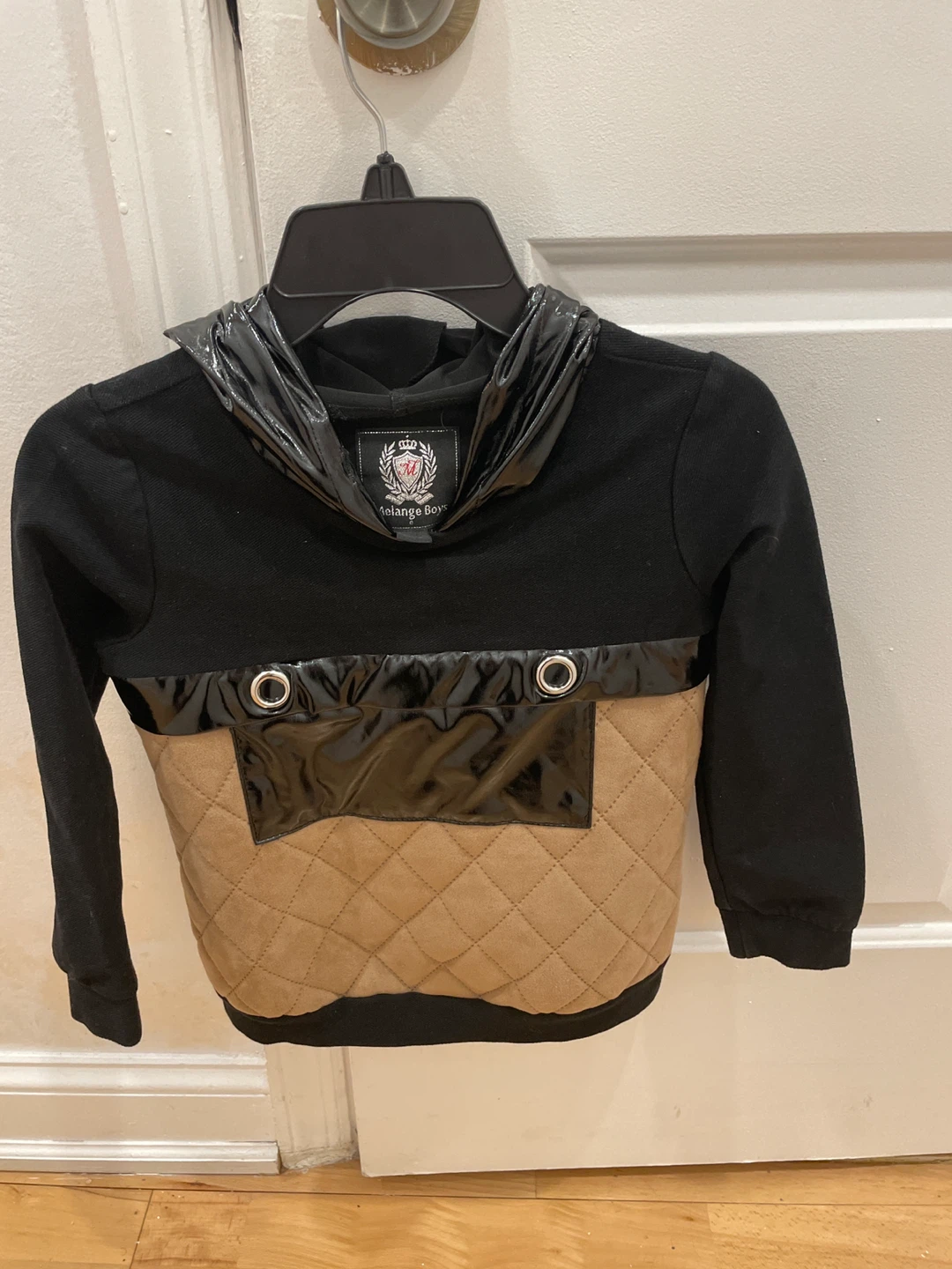 Melange Boys Black Quilted Hoodie