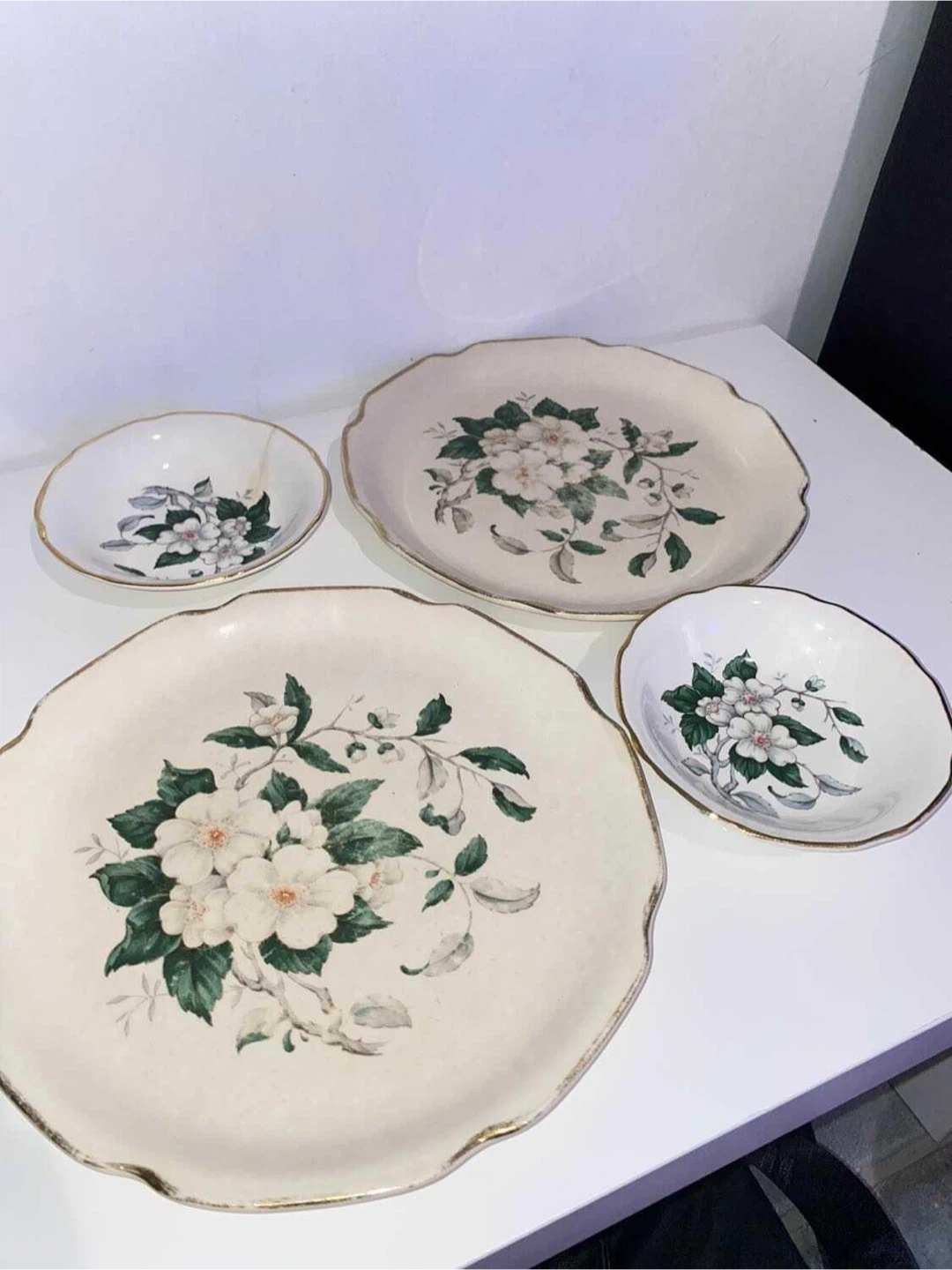 22k gold porcelain plate set 1940s