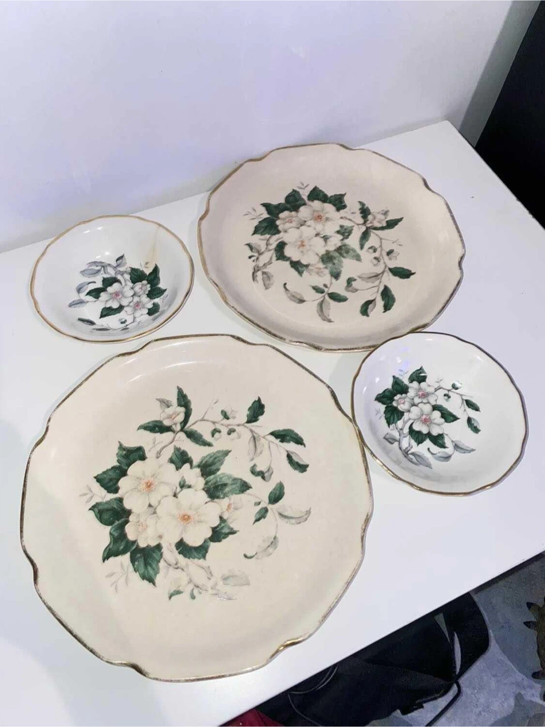 22k gold porcelain plate set 1940s - photo 2