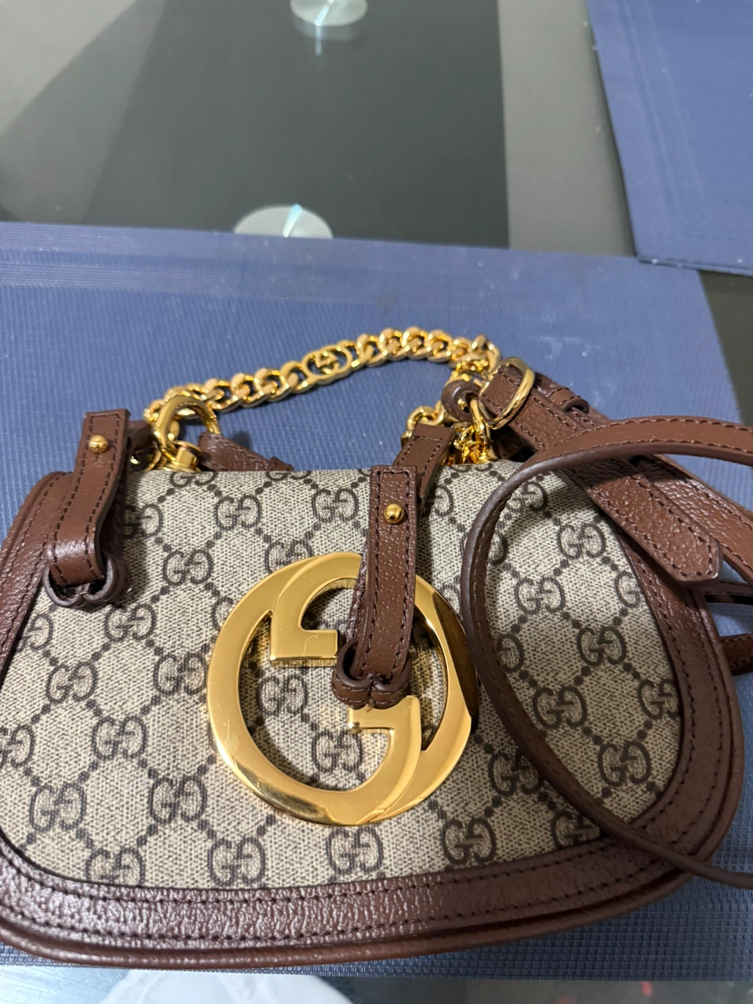 Gucci Monogram Mini Bag with Gold GG Logo