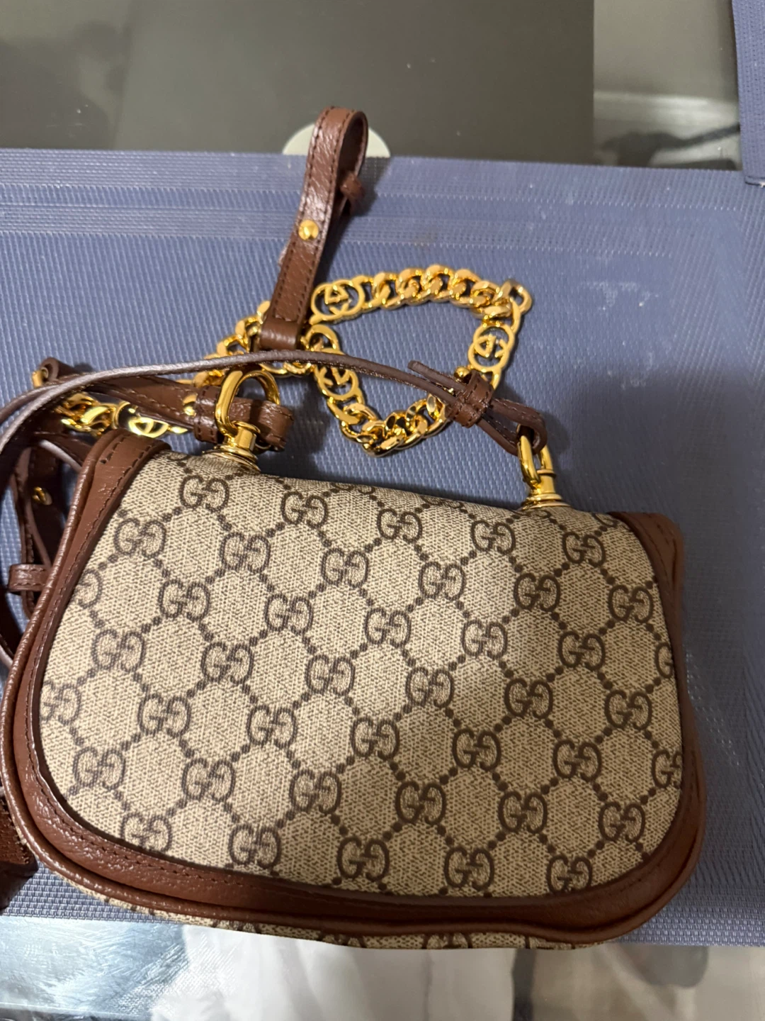 Gucci Monogram Mini Bag with Gold GG Logo - photo 2