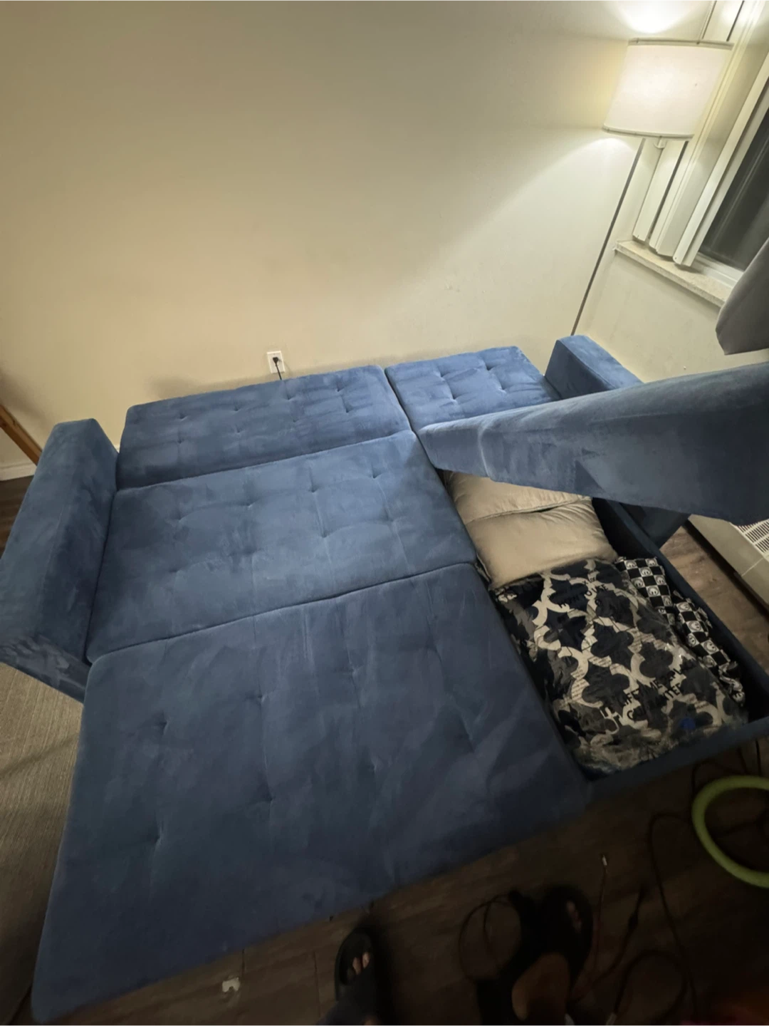 Structube Blue Sectional Sofa Bed with Storage - photo 5