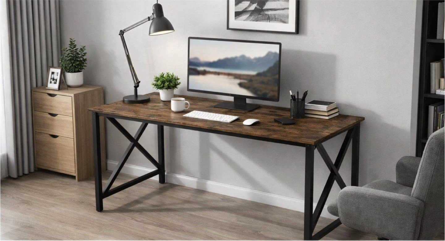 Rustic Wood and Metal Desk