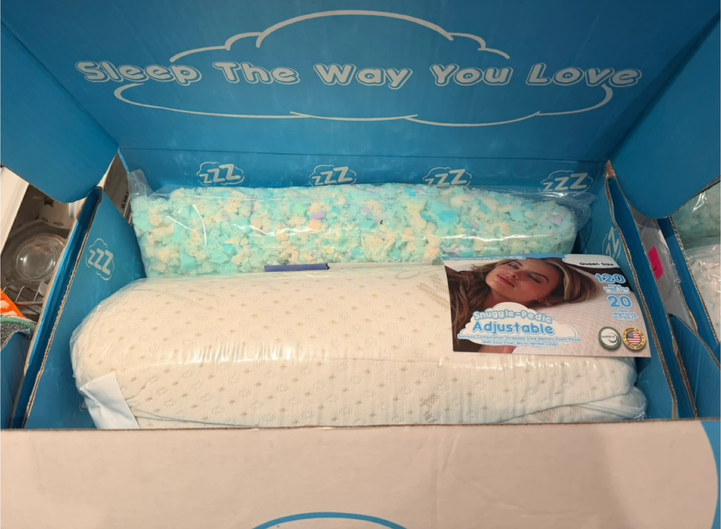 2 Snuggle-Pedic Adjustable Queen Size Memory Foam Pillows! - photo 2