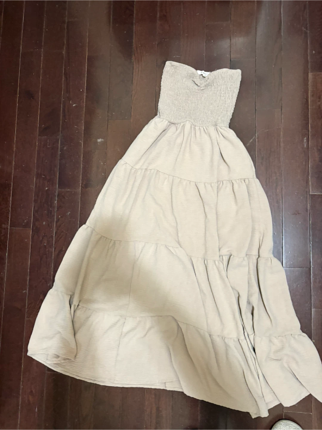 Women's Tiered Smocked Midi Dress - Beige